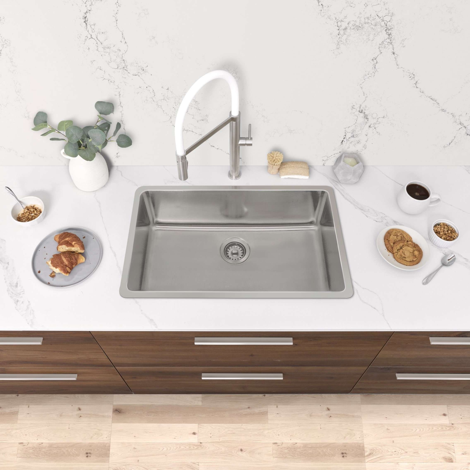 Stylish Dual-Mount 27" Stainless Steel Single Bowl Kitchen Sink S-406T