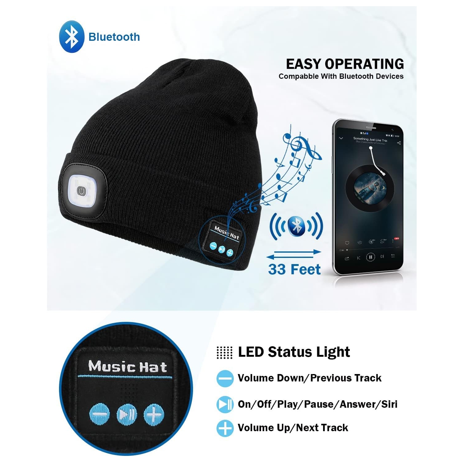 Unisex Bluetooth Beanie Hat with Light, LED USB Rechargeable Knit Music  Hat with Wireless Headphones Best Buy Canada