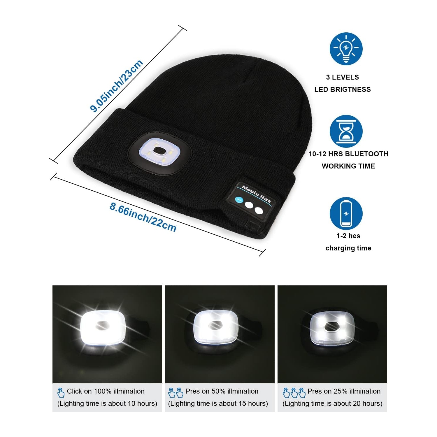 Unisex Bluetooth Beanie Hat with Light, LED USB Rechargeable Knit Music  Hat with Wireless Headphones, Tech Gadgets Best Buy Canada