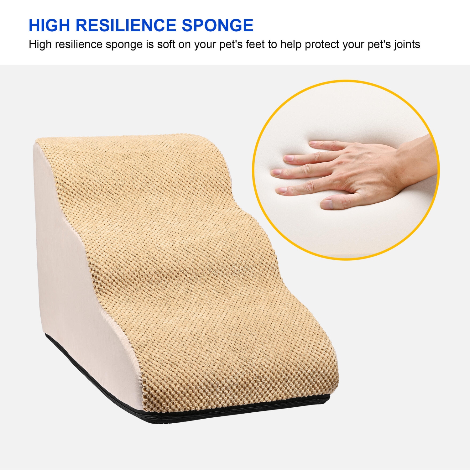 High Resilience Pet Stairs with Non-Slip Bottom , 3 Tier Dog Step Stairs Pet Ramp for Bed Couch and Joint Pain Dog