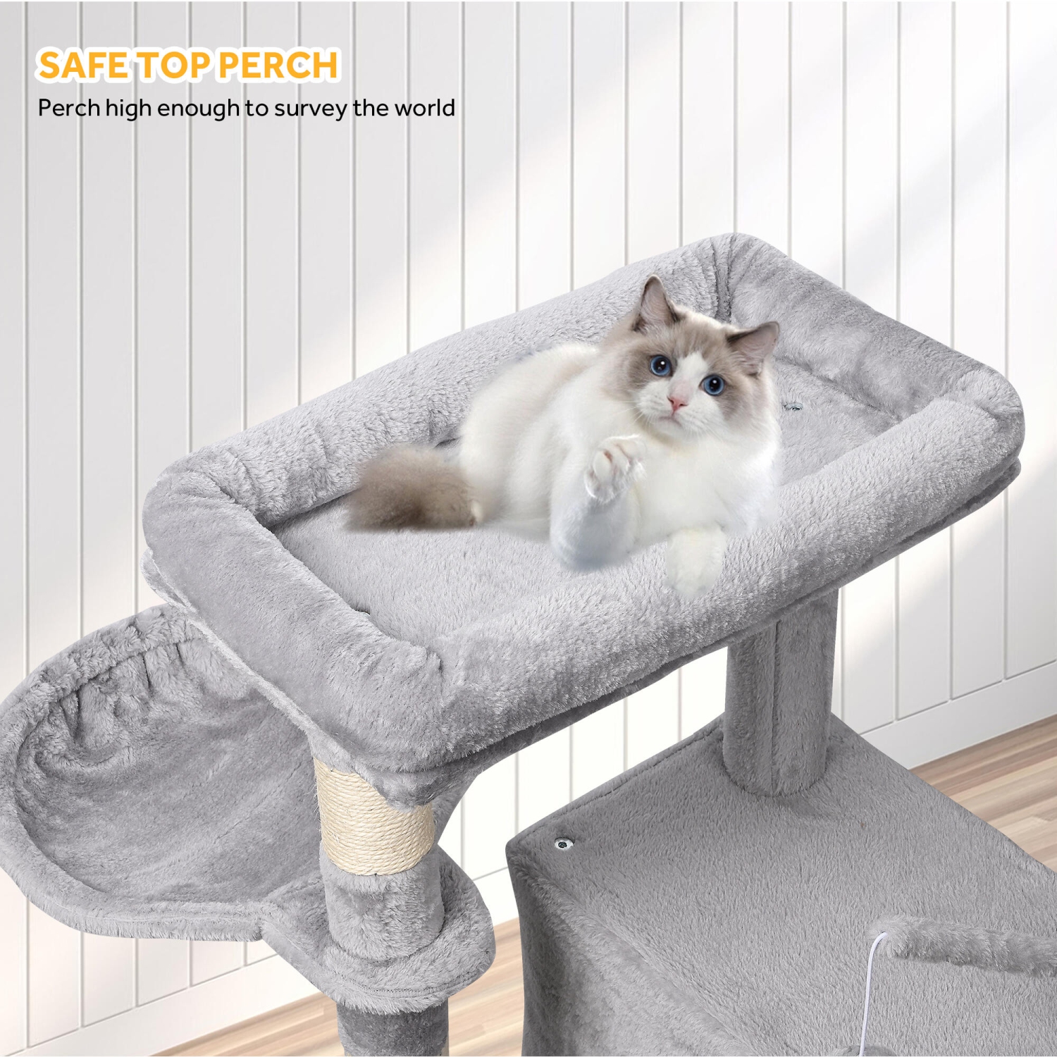 Petites grattoirs pour chats gris, tour pour chats avec hamac et grande planche à gratter en sisal