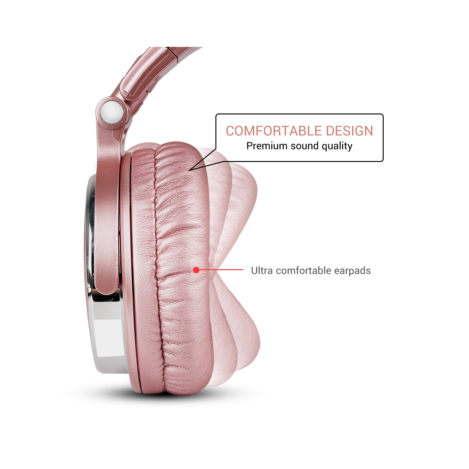 Casque d'écoute avec fil de OneOdio pour femmes deux prises avec micro - Rose