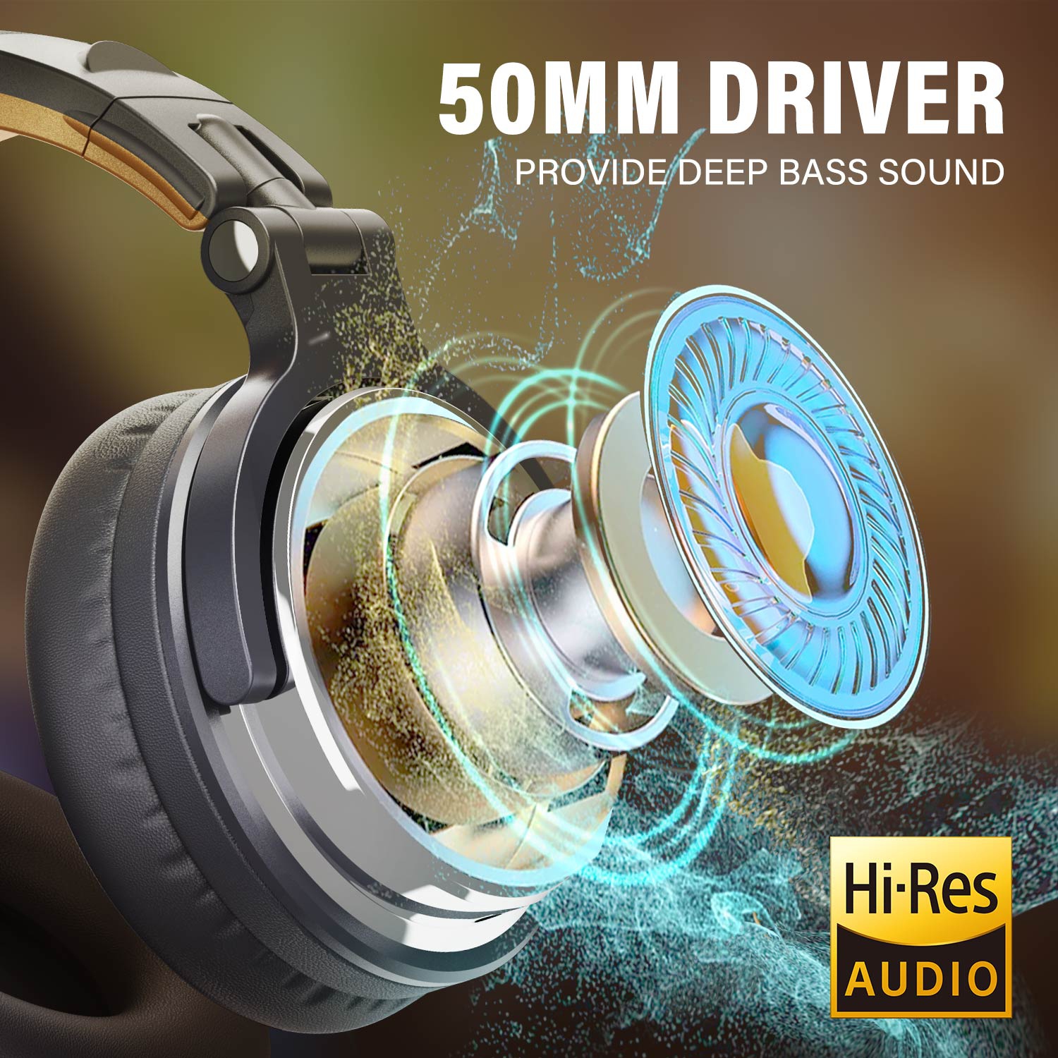 Casque d'écoute avec fil OneOdio avec transducteur Mic-50 mm offrant un son HIFI - Gris