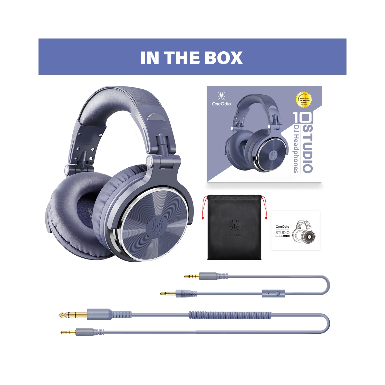 Casque d'écoute avec fil de OneOdio avec deux prises pour microphone pour jeunes adultes - Bleu pâle