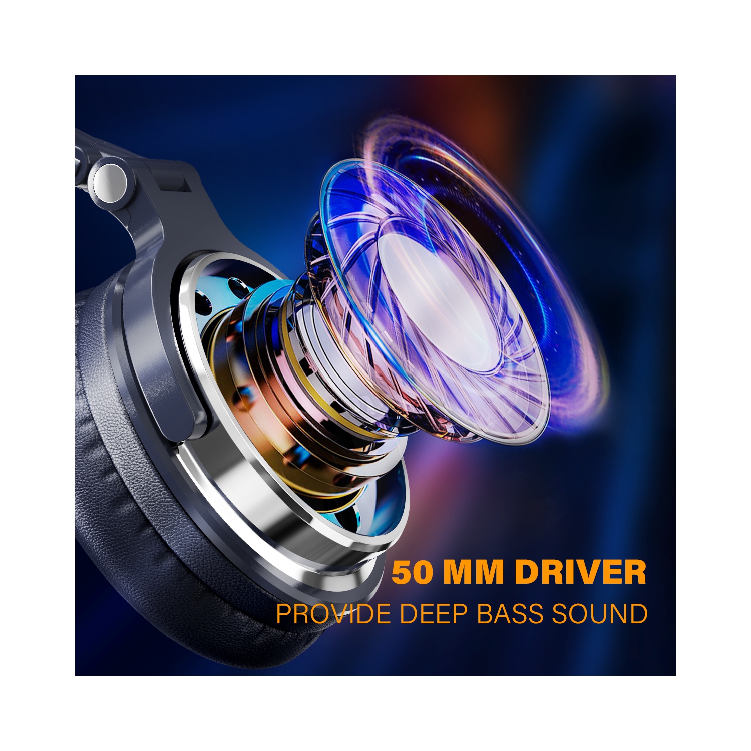 OneOdio Wired Over-Ear Headphones with Mic-Noise Cancelling Earcups & Dual Ports-Dark Blue