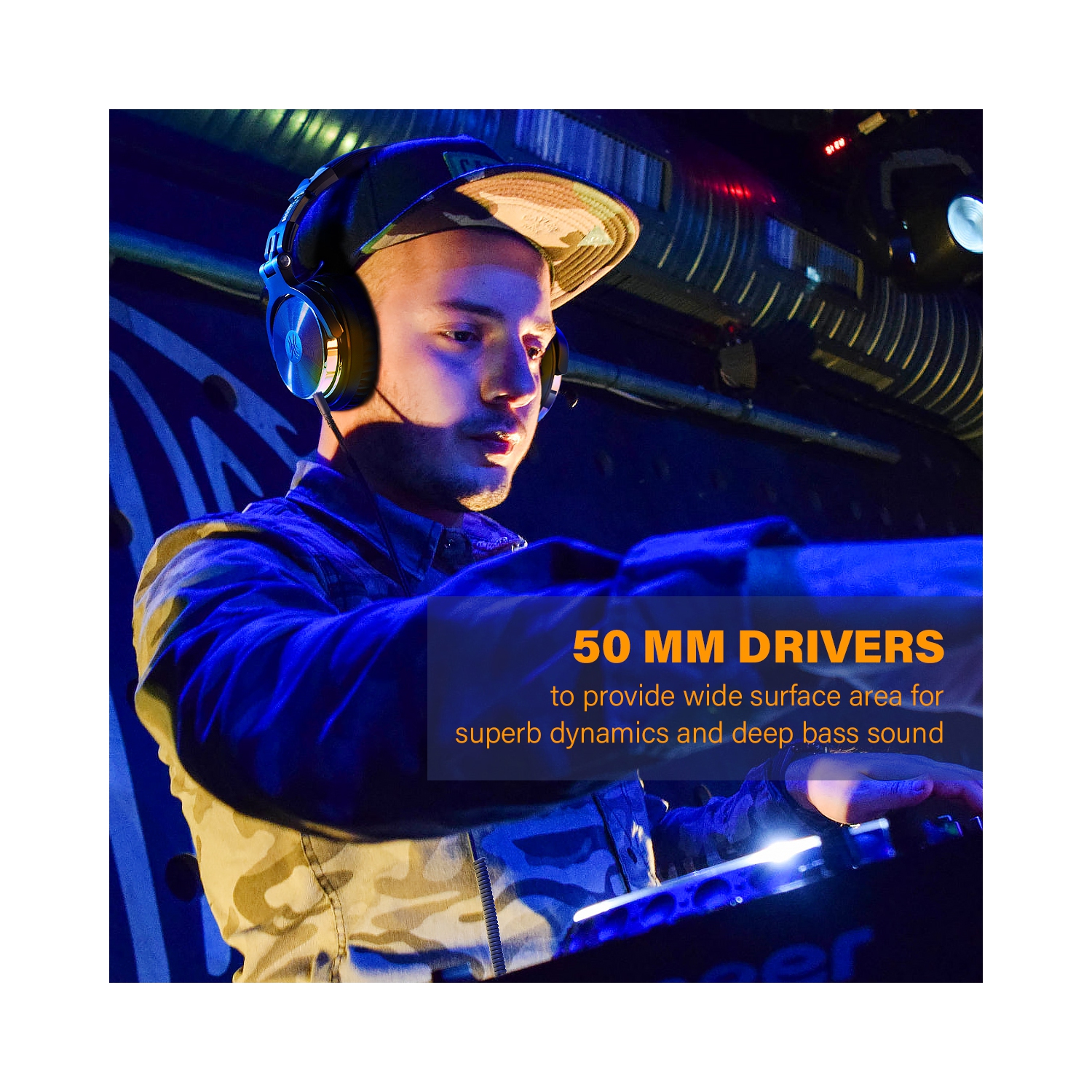 OneOdio Wired Over-Ear Headphones with Mic-Noise Cancelling Earcups & Dual Ports-Dark Blue