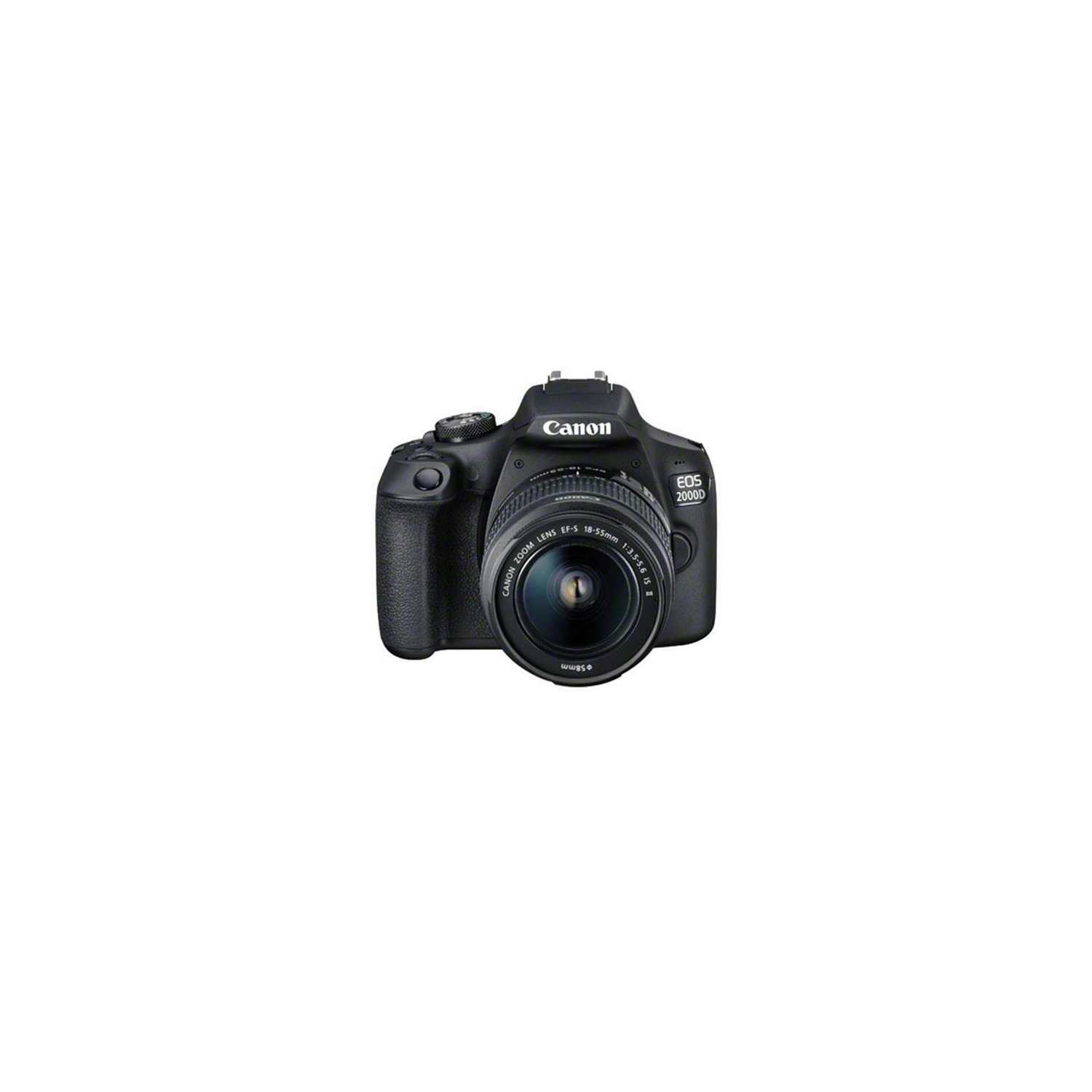 Canon EOS 2000D / Rebel T7 with 18-55mm IS II Lens + 32GB + Flash + UV Bundle