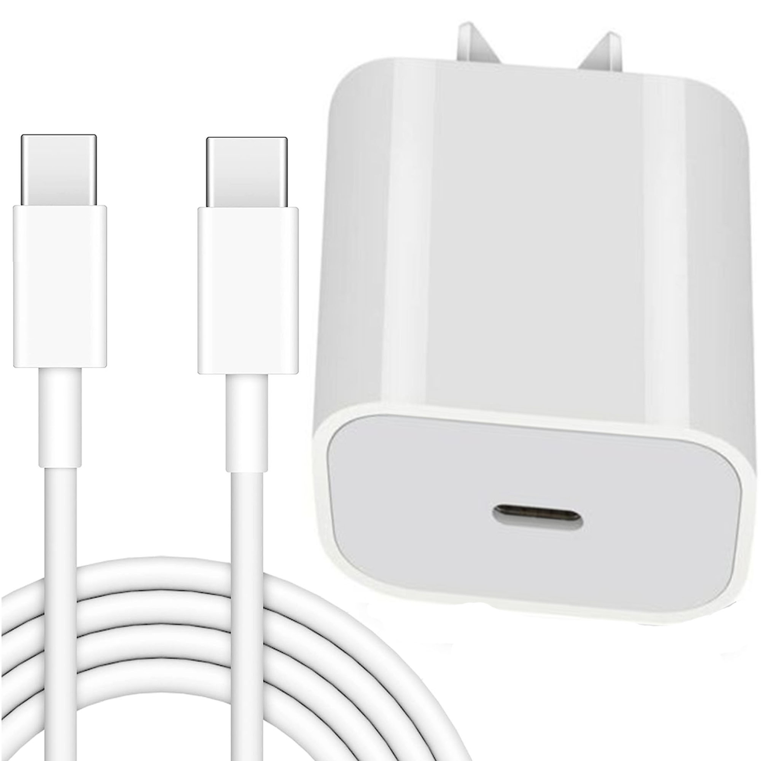 20W Type C Fast PD Wall Charger for iPhone 15/15 Pro/15 Plus/15 Pro Max, iPad Pro/Air/Mini, Air Pods Pro - Includes 6FT USB-C to C Cable