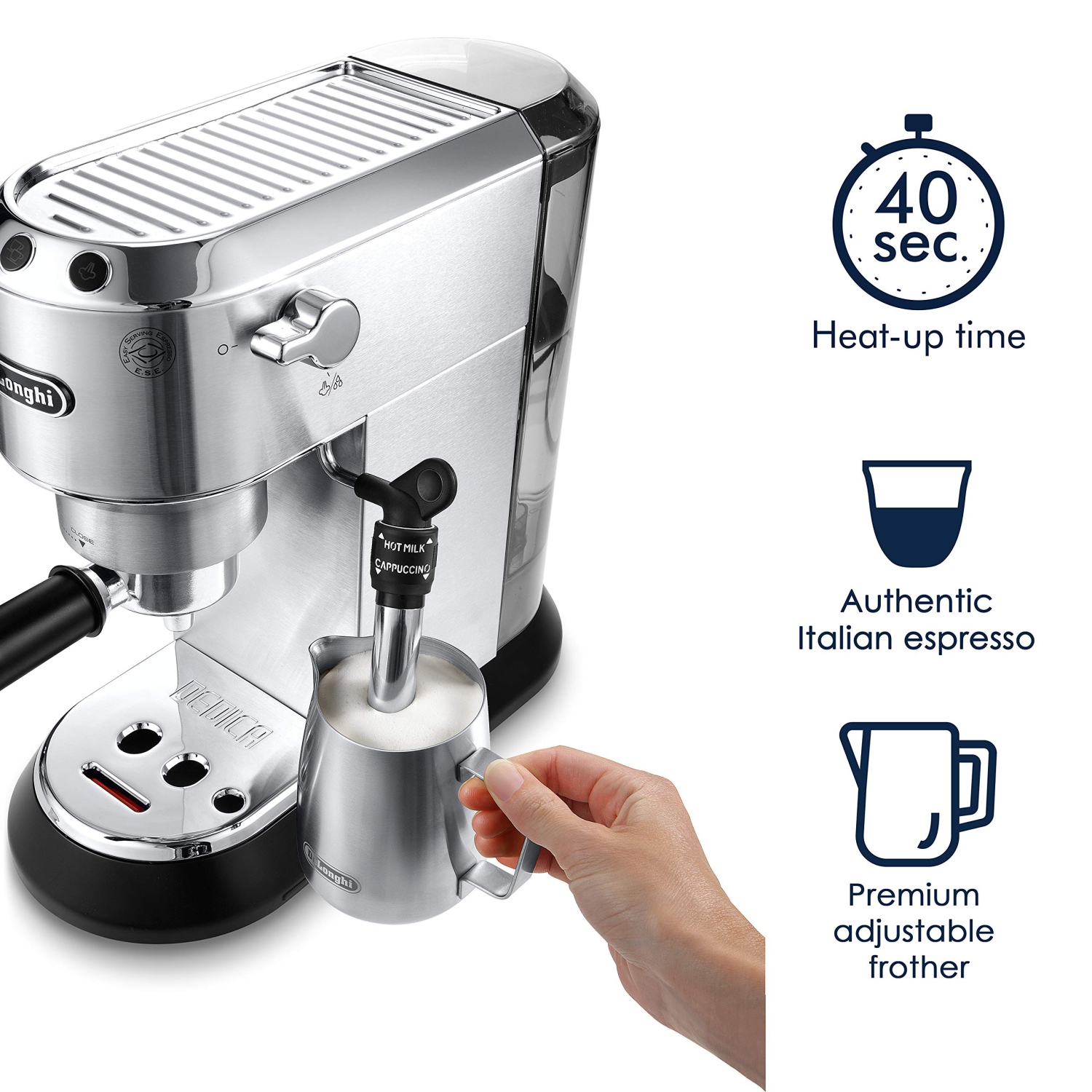 De Longhi EC685M Dedica DeLuxe Pump Espresso Machine with Premium