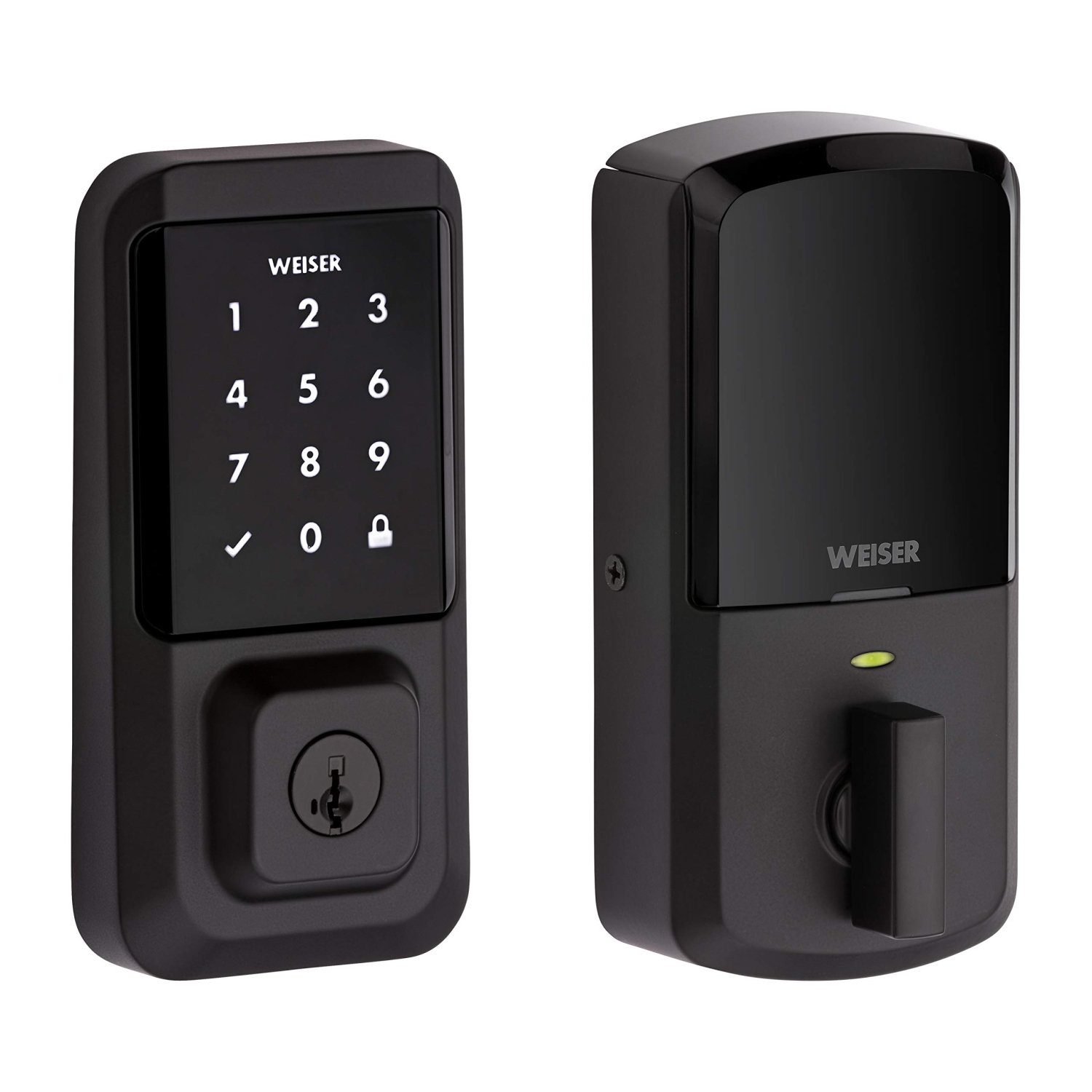 Weiser Halo Matte Black WiFi Smart Lock, Keyless Entry Door Lock, Touchscreen Keypad Door Lock, Amazon Alexa & Google Assistant/Google Home Compatible, Deadbolt Lock
