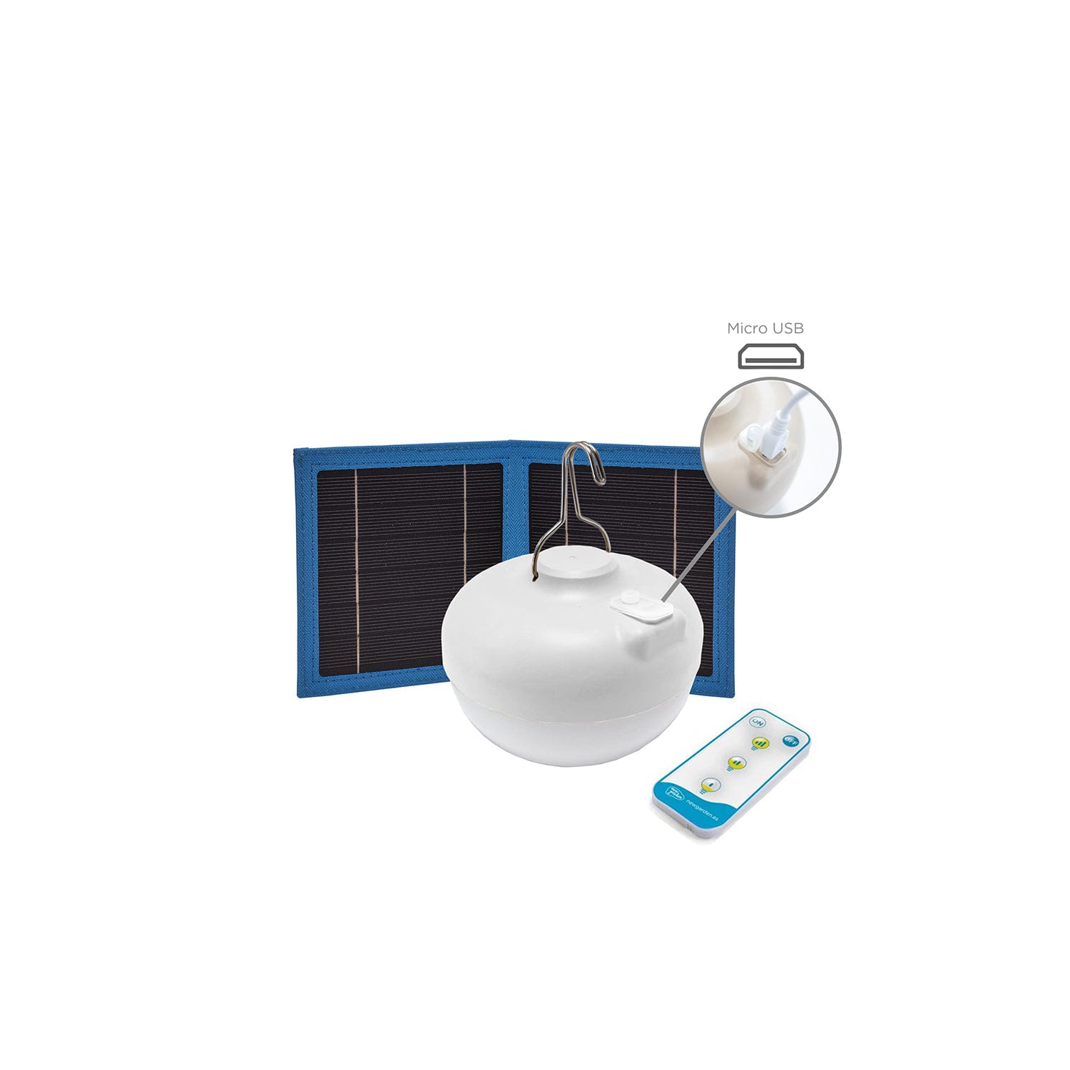 Newgarden Cherry Portable LED Lightbulb with Solar Panel, White