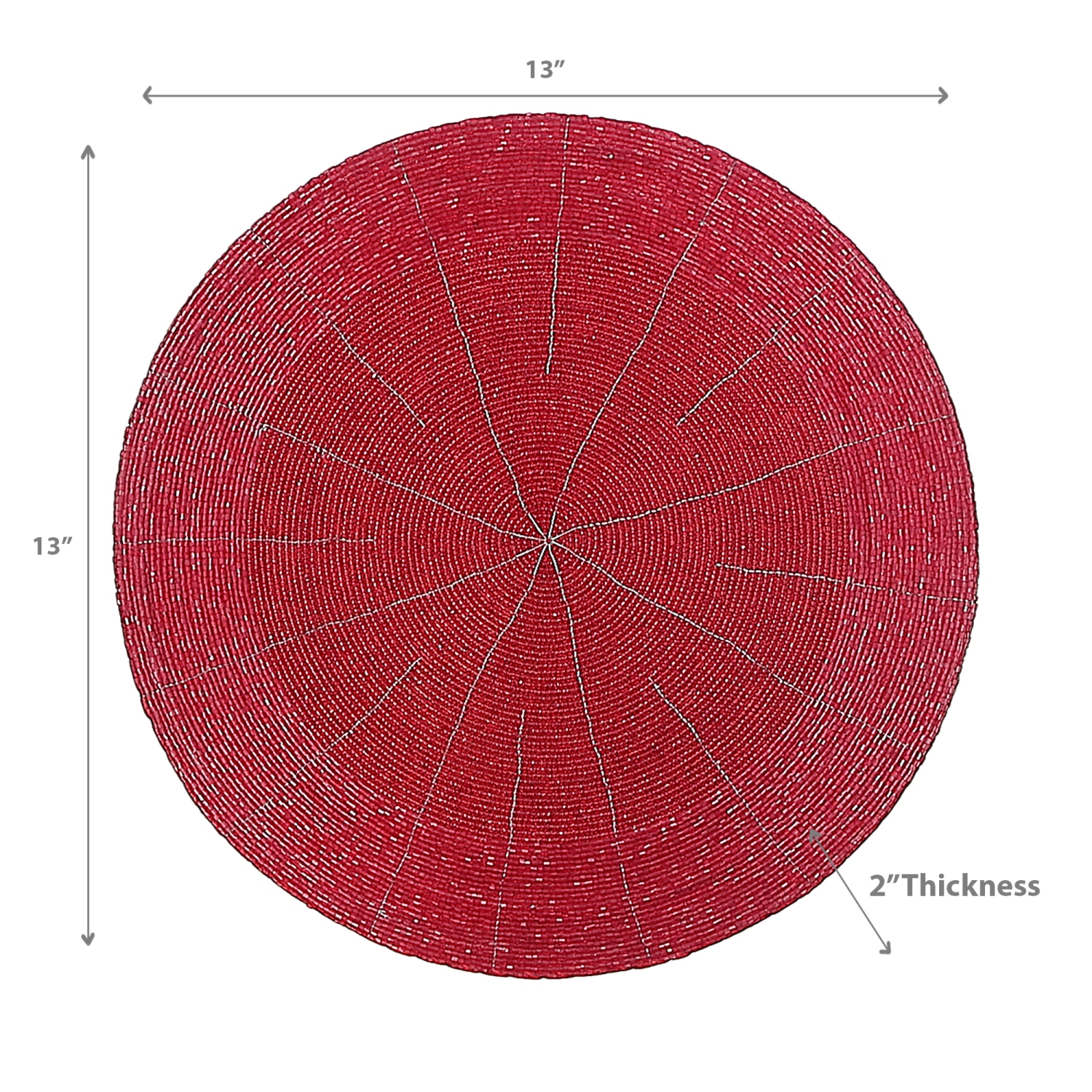 Maison Concepts Christmas Beaded Round Placemat Red - Set of 4