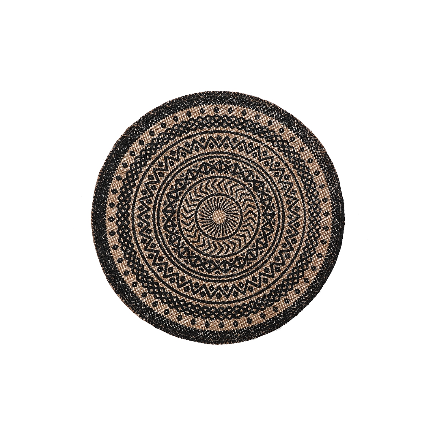 Maison Concepts Round Jute Placemat Black Mandala - Set of 12