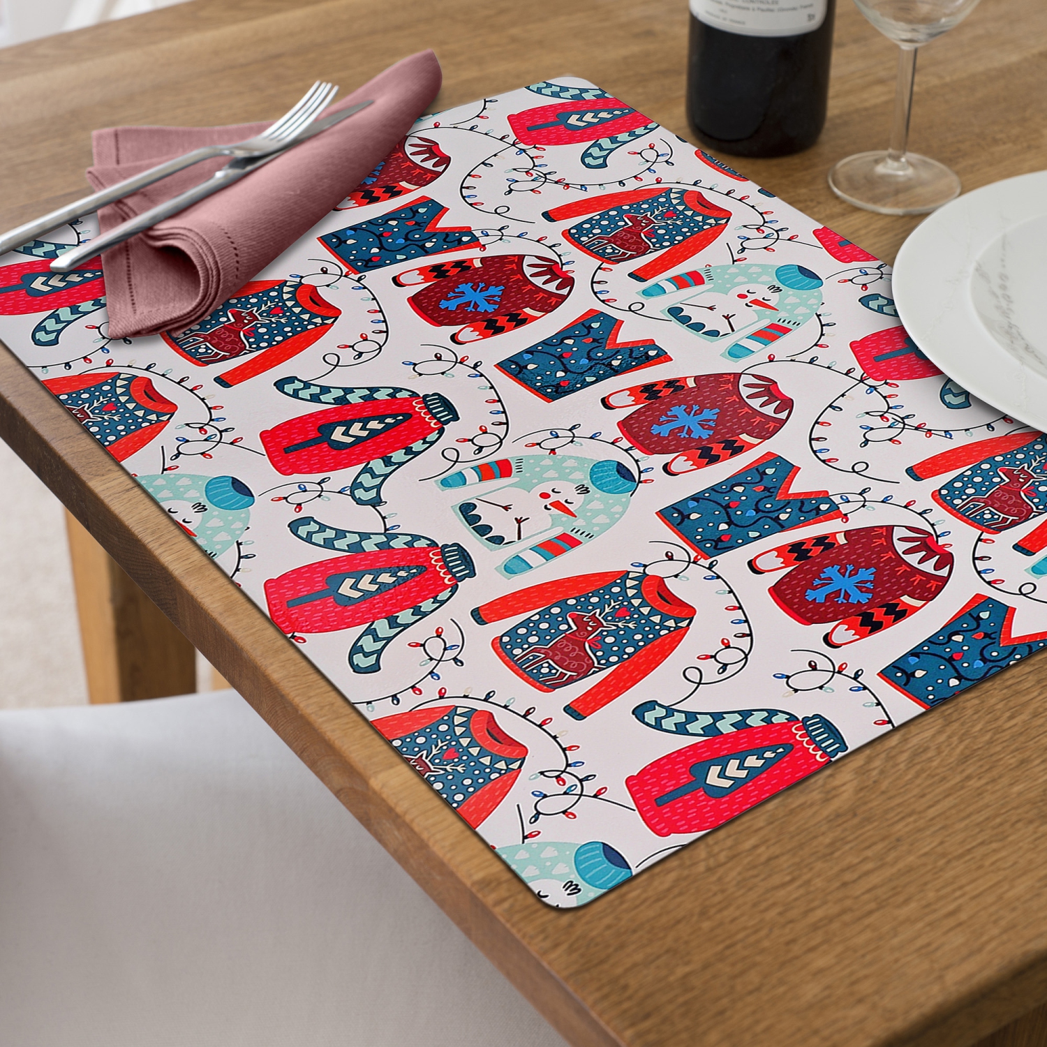 Maison Concepts Christmas Plastic Placemat Sweater Weather - Set of 12