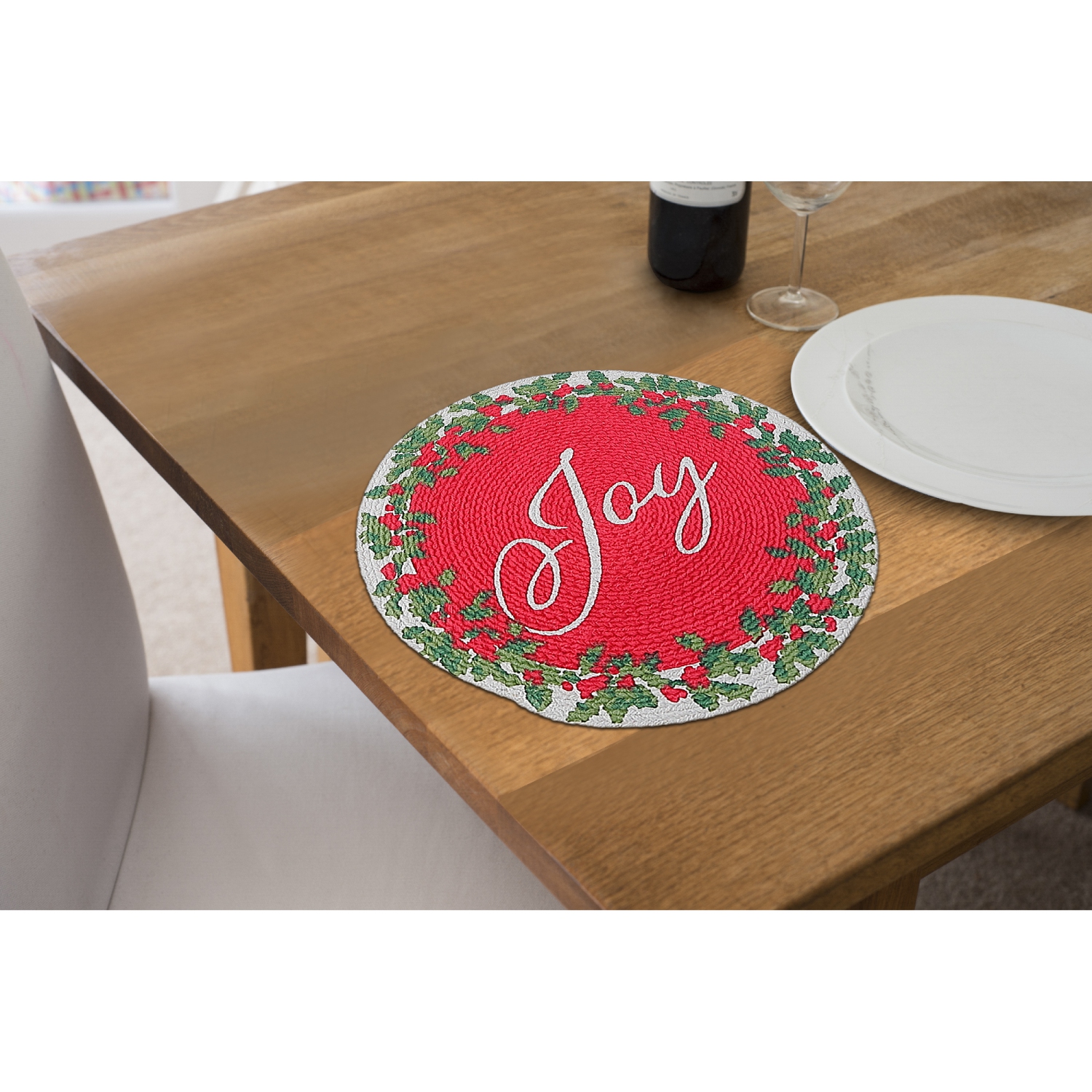 Maison Concepts Christmas Printed Round Cotton Rope Placemat Joy - Set of 12