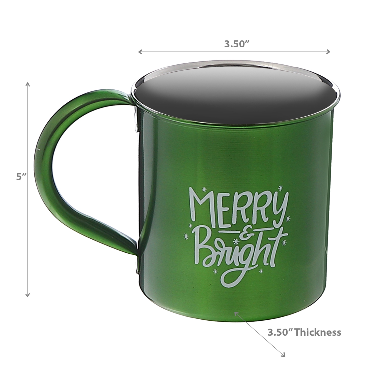 Maison Concepts Christmas Stainless Steel Mug With Printing Merry & Bright - Set of 2