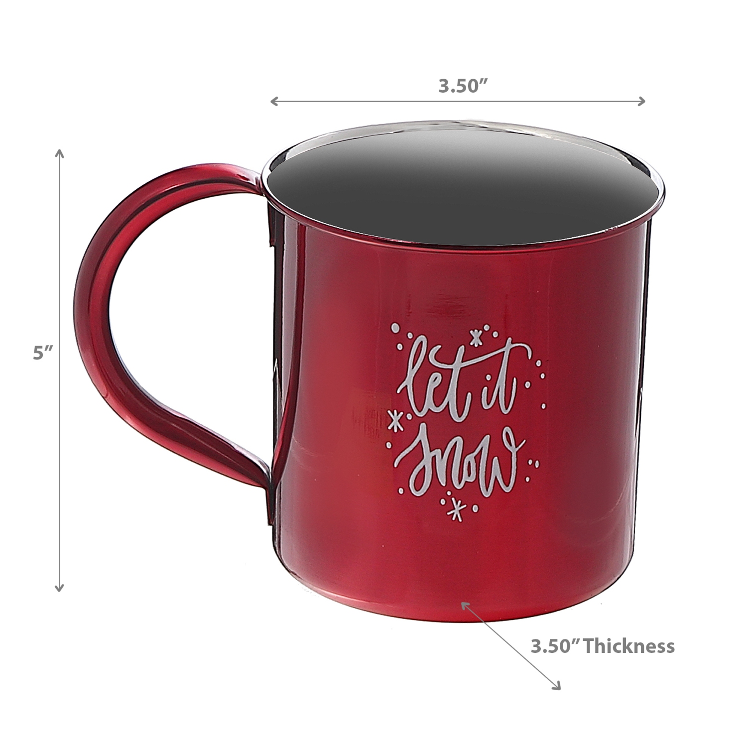 Maison Concepts Christmas Stainless Steel Mug With Printing Let It Snow - Set of 2