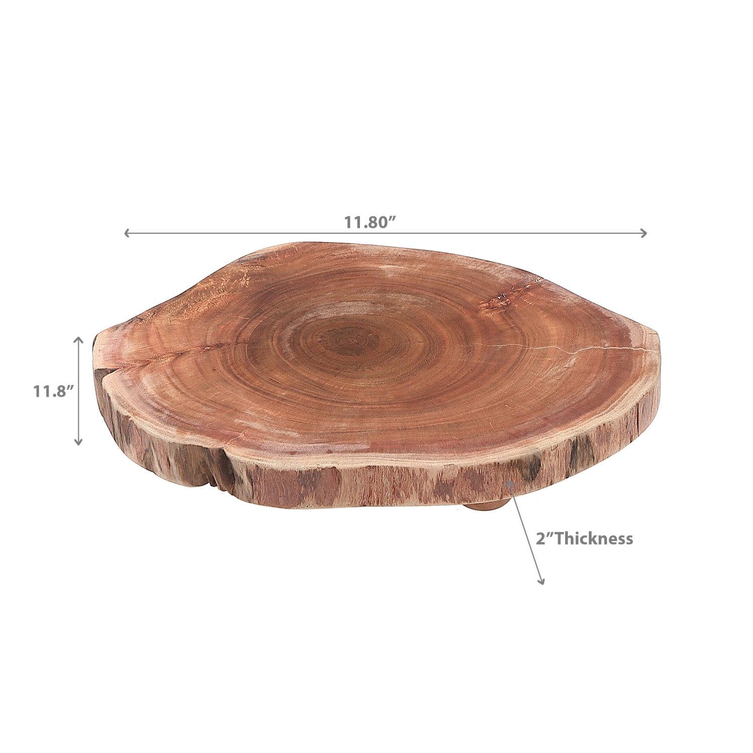 Maison Concepts Acacia Wood Live Edge Round Board With Stand