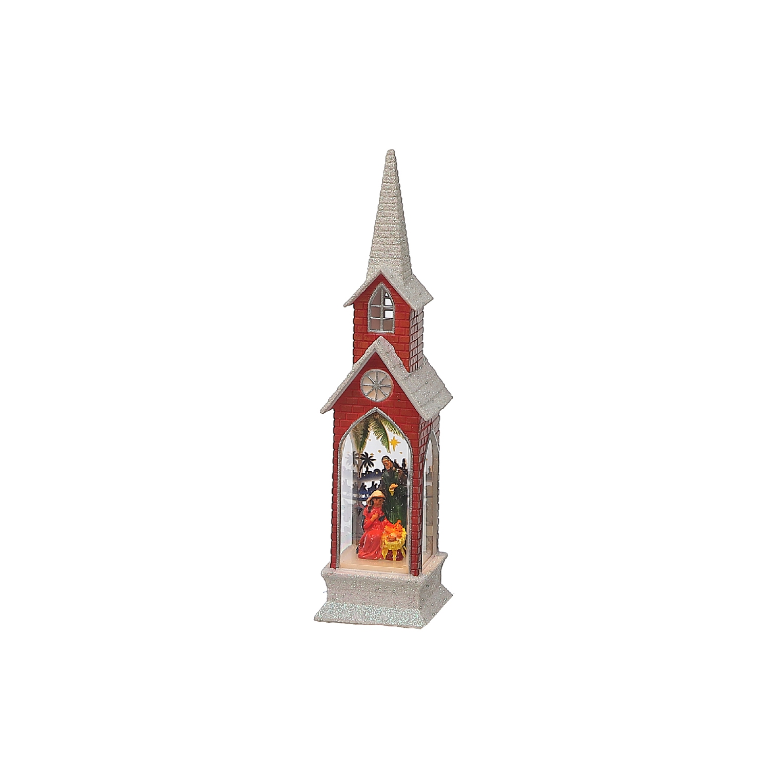 Maison Concepts Led Red Church With Nativity Scene