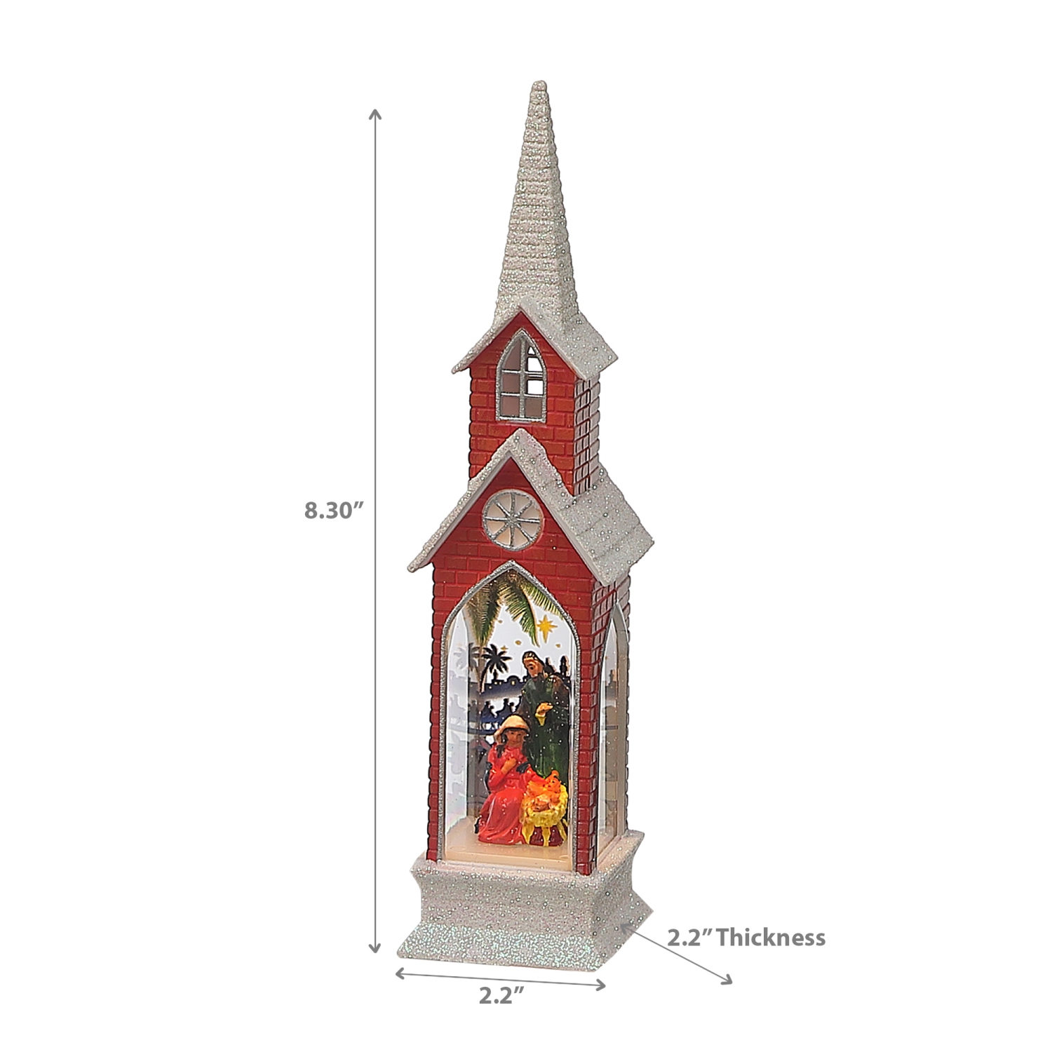 Maison Concepts Led Red Church With Nativity Scene