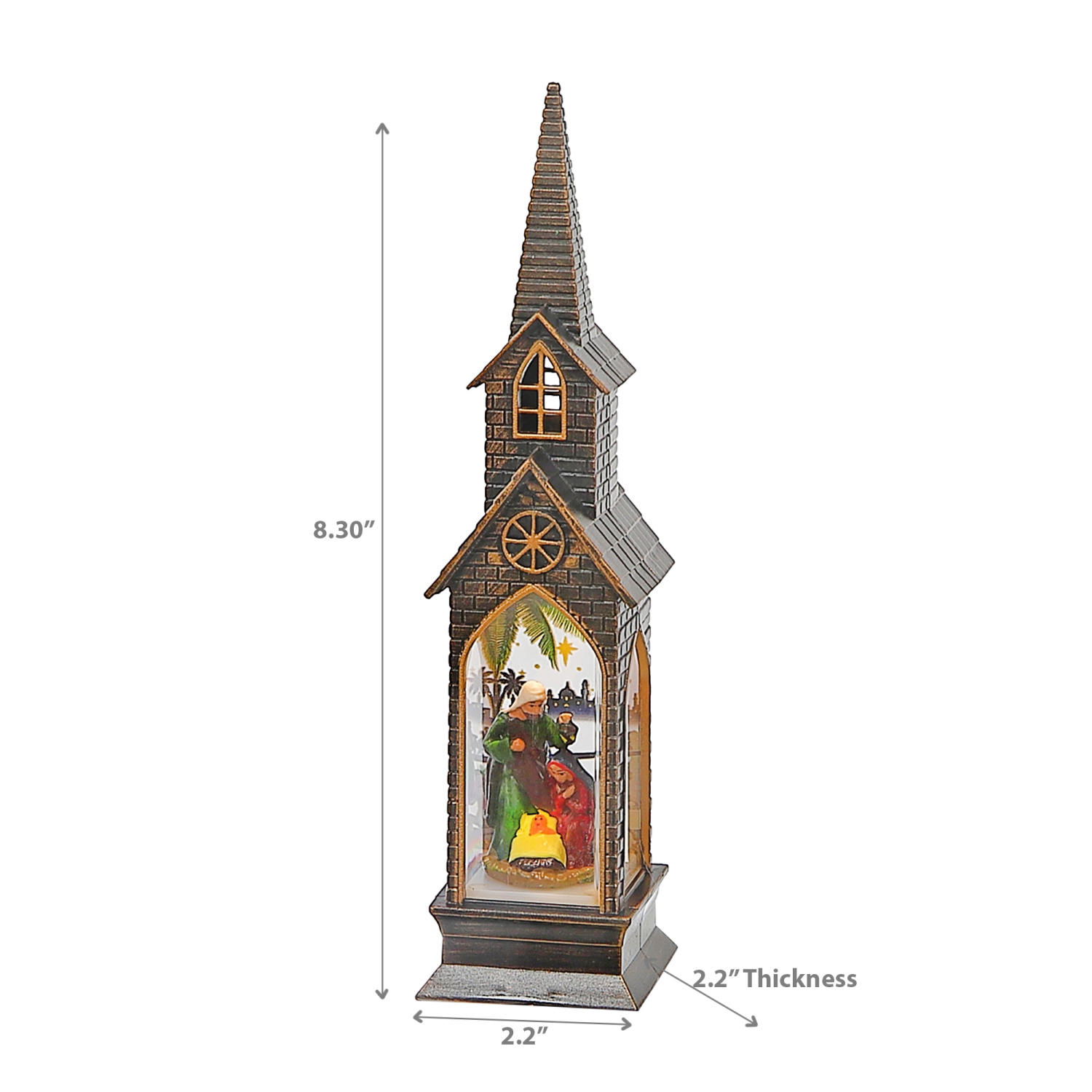 Maison Concepts Led Bronze Church With Nativity Scene