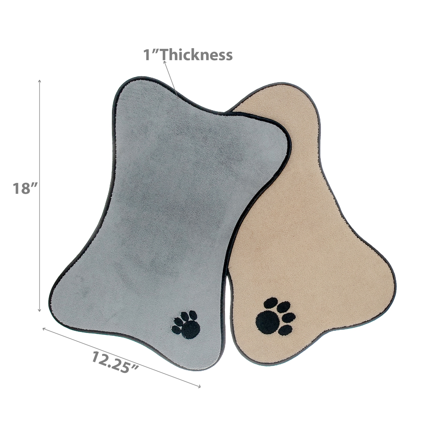 Maison Concepts Microfibre Bone Mat Paw Embroidery - Set of 2