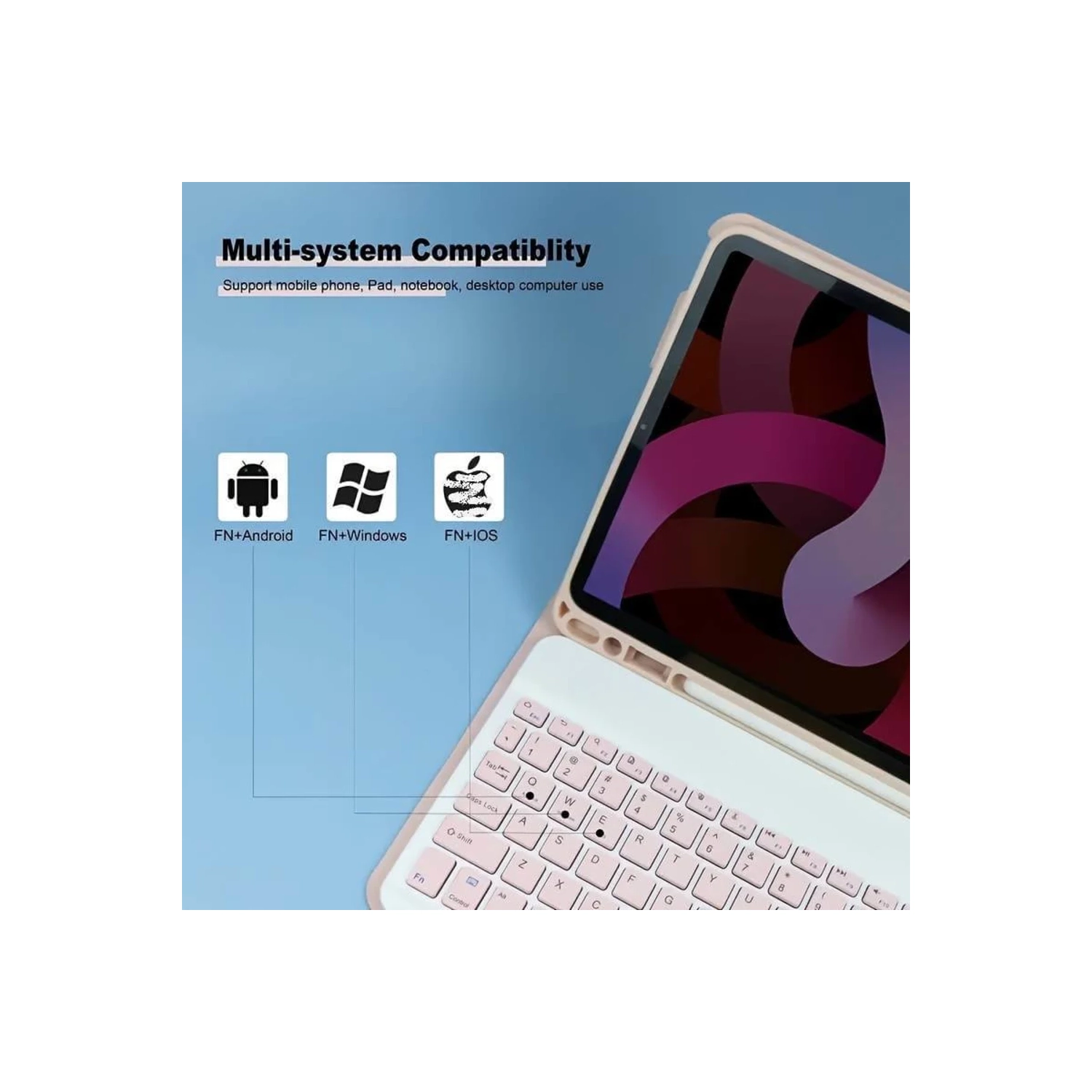 Étui-clavier pour New iPad po 2018/2017 (5th, génération), iPad Pro 9,7, iPad Air 2/Air1, porte-stylet intégré, clavier Bluetooth sans fil amovible,