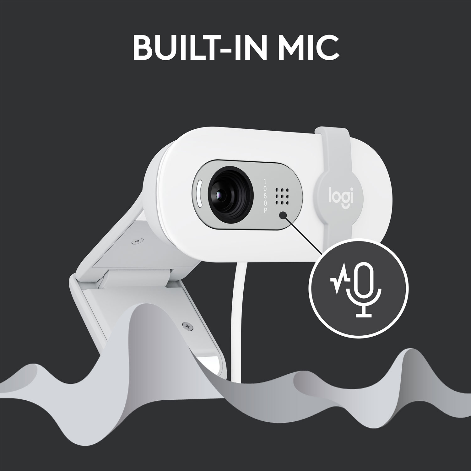 Logitech Brio 100 Full HD 1080p Webcam with Built-in Microphone - White