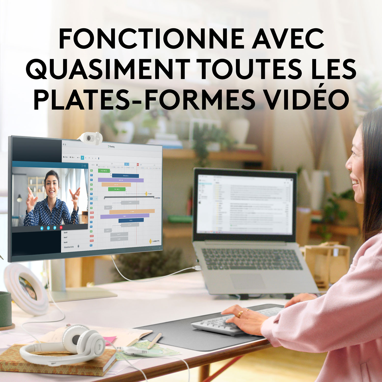 Logitech Brio 100 Full HD 1080p Webcam with Built-in Microphone - White