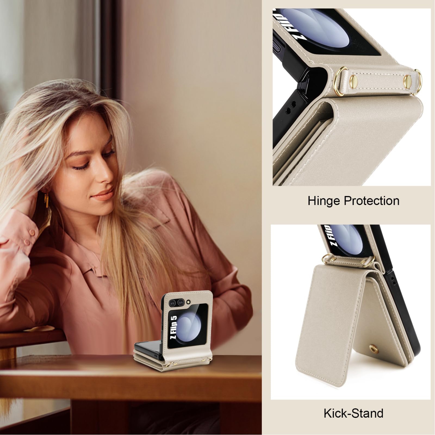 Samsung Galaxy Z Flip 5 Case with Card Holder Strap Lanyard, Samsung Z Flip 5 Case Wallet Galaxy Z Flip 5 Wallet Phone Case Crossbody Phone Case