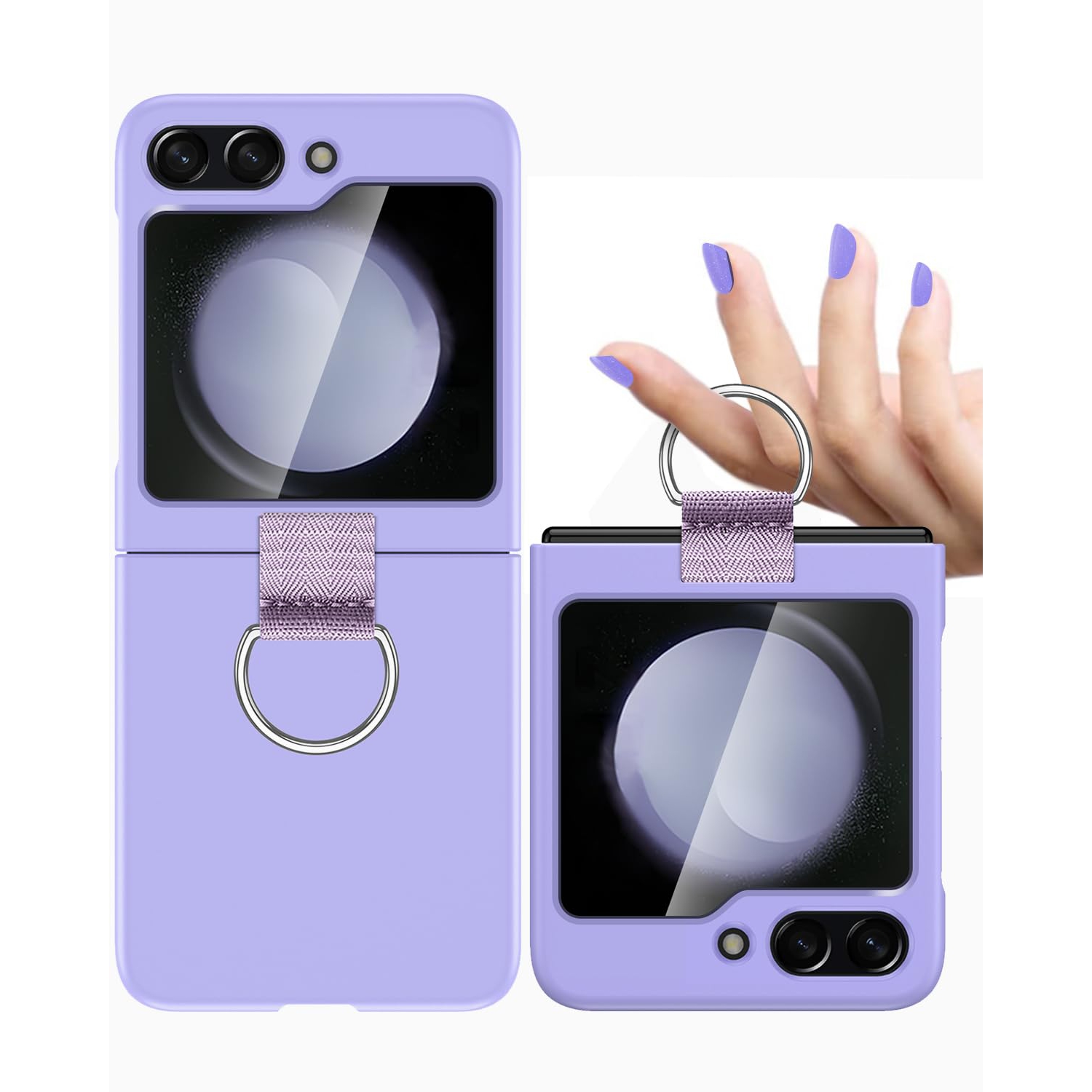 Samsung Galaxy Z Flip 5 Case with Ring, Protective Slim Thin Fit Women Girl Cute Phone Case for Samsung Galaxy Z Flip 5 5g, Purple