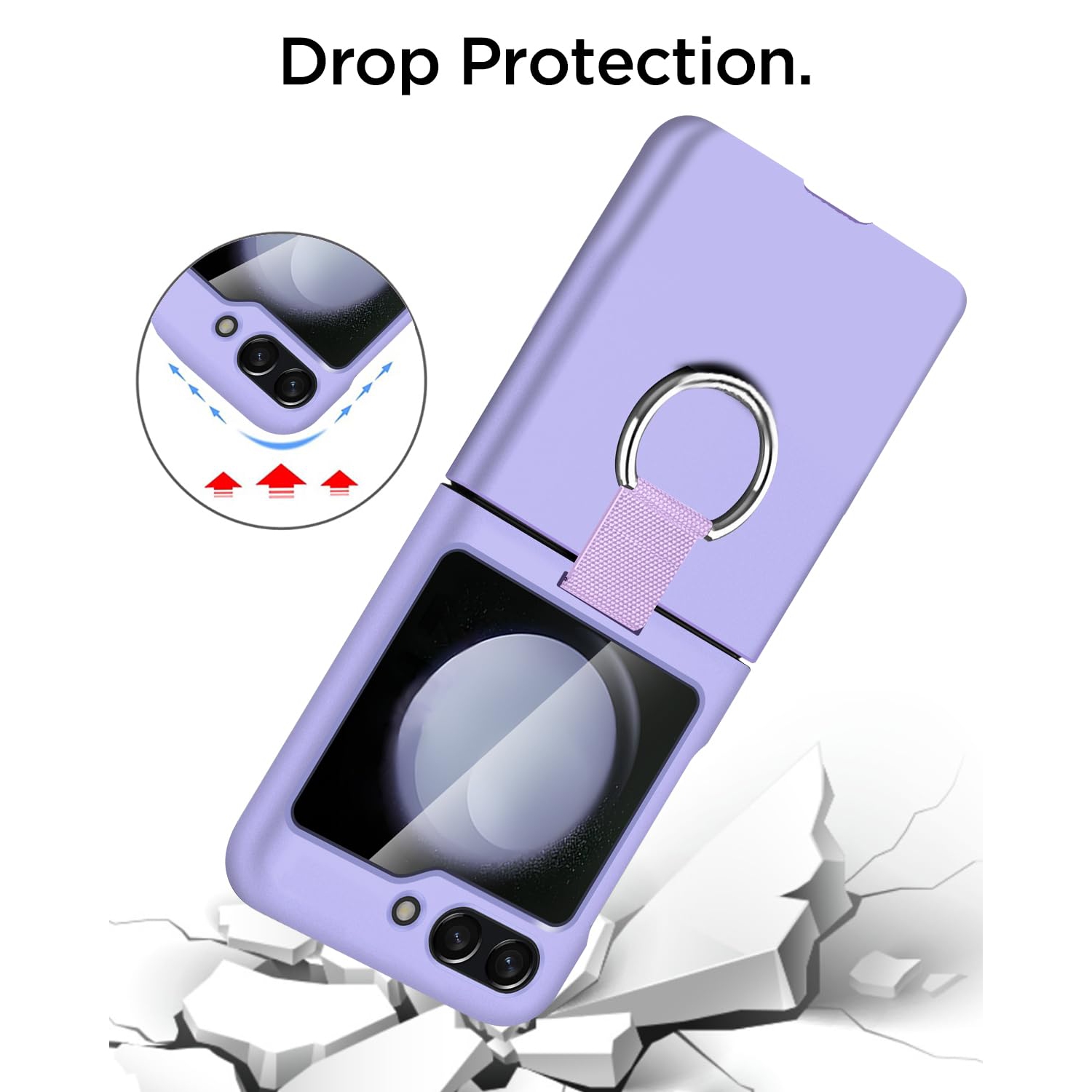 Samsung Galaxy Z Flip 5 Case with Ring, Protective Slim Thin Fit Women Girl Cute Phone Case for Samsung Galaxy Z Flip 5 5g, Purple