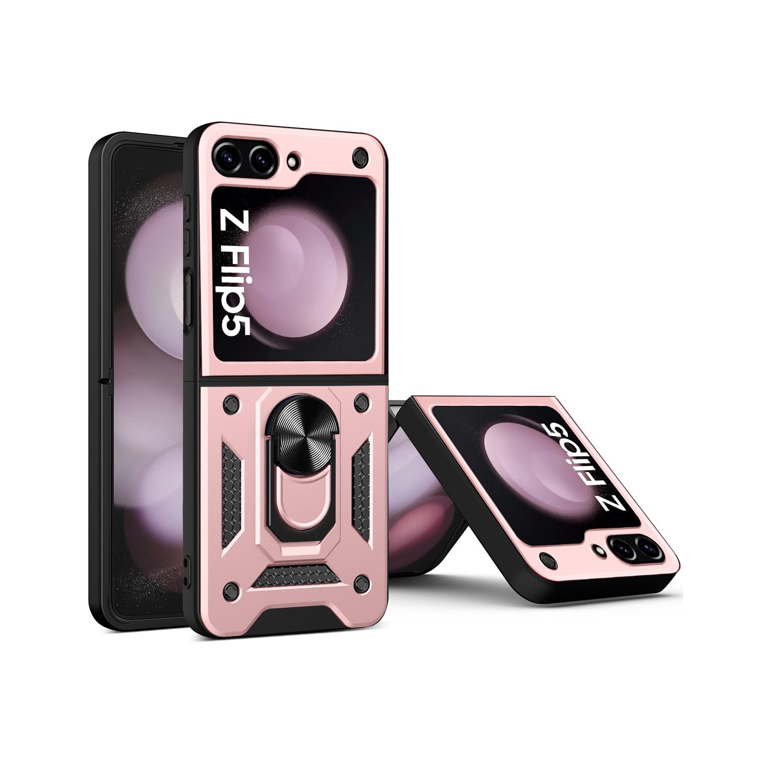 Samsung – Étui pour Galaxy Z Flip 5 avec béquille en anneau, étui antichoc pour support magnétique de voiture Galaxy Z Flip 5 5G, rose doré