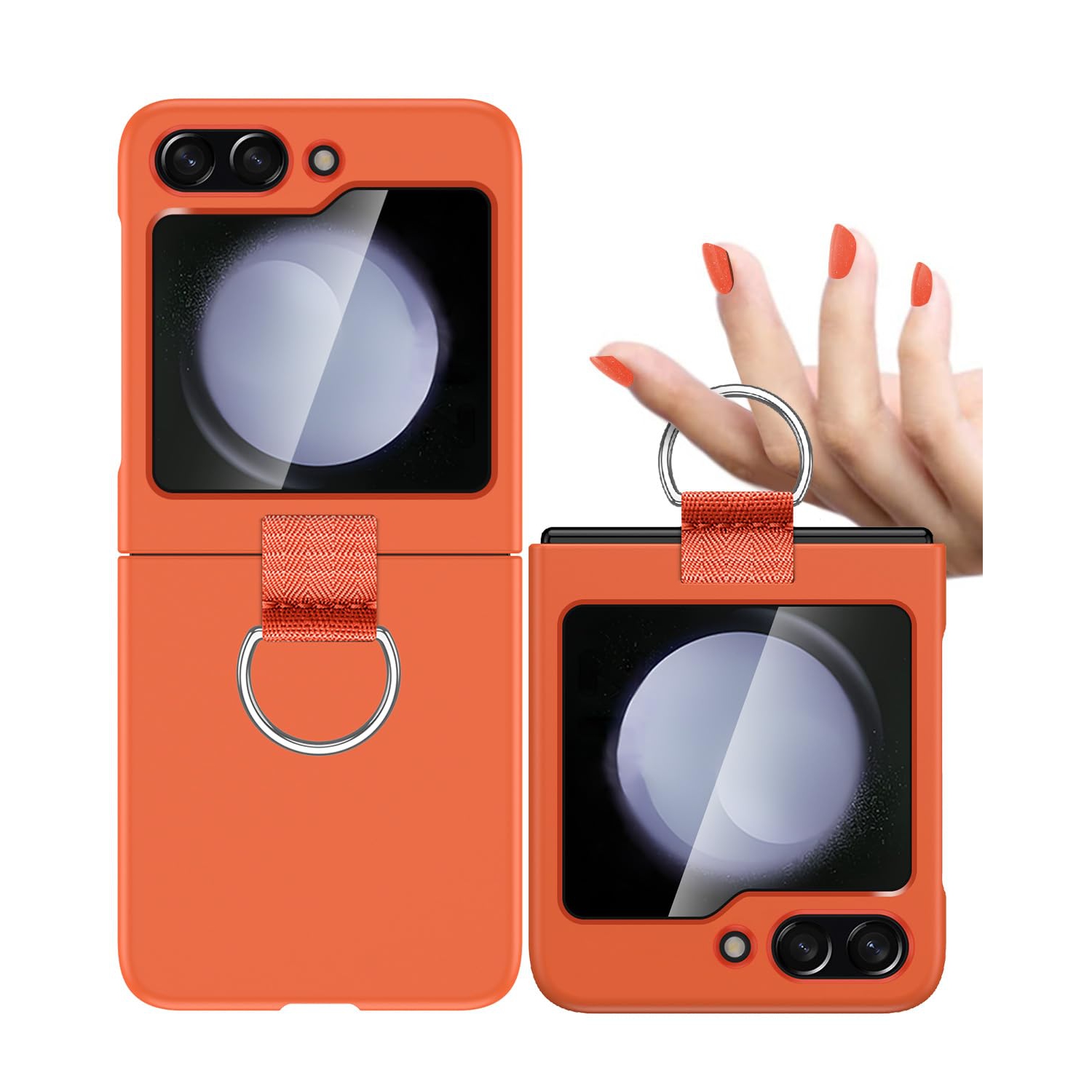 Samsung – Étui pour Galaxy Z Flip 5 avec anneau, étui protecteur mince et ajusté pour femme, étui mignon pour Samsung Galaxy Z Flip 5 5&nbsp;g, orange