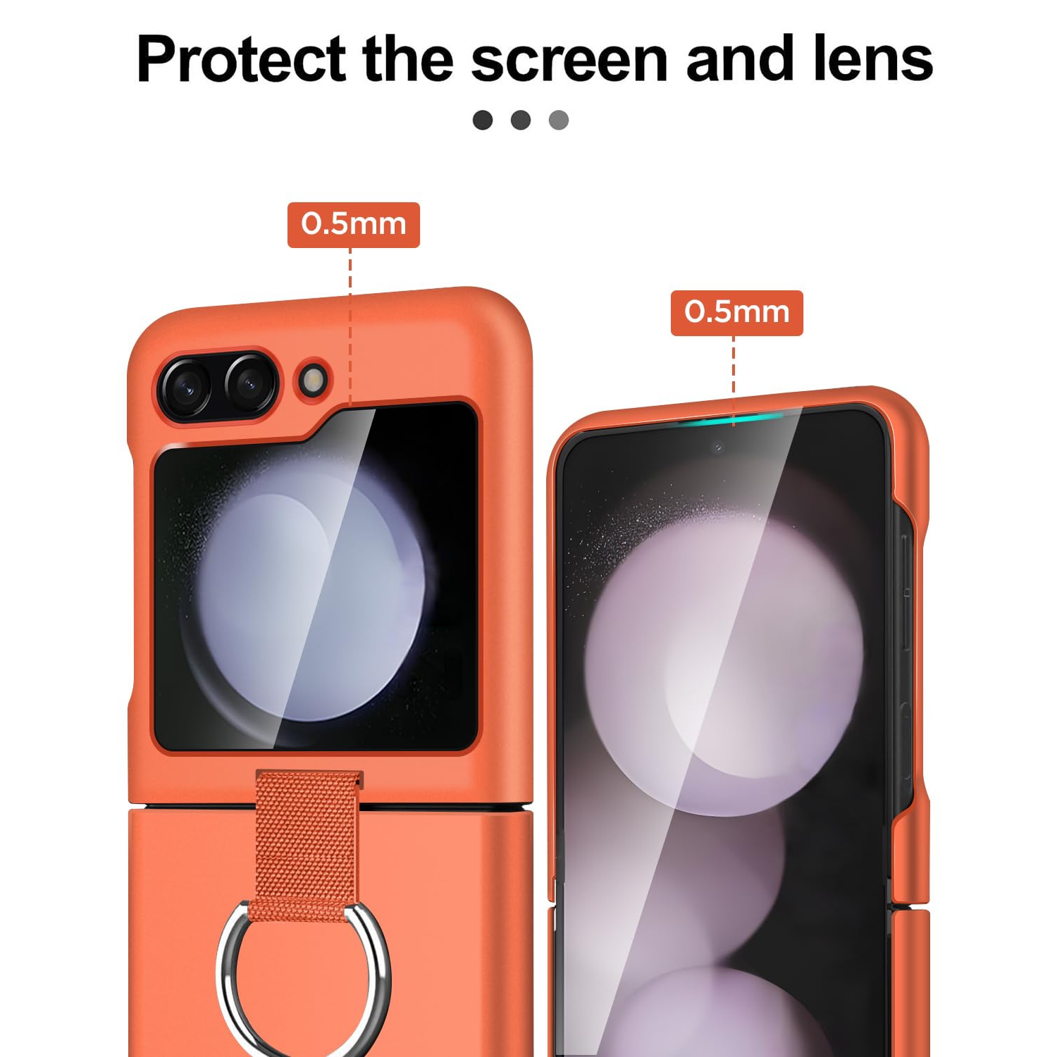 Samsung – Étui pour Galaxy Z Flip 5 avec anneau, étui protecteur mince et ajusté pour femme, étui mignon pour Samsung Galaxy Z Flip 5 5&nbsp;g, orange