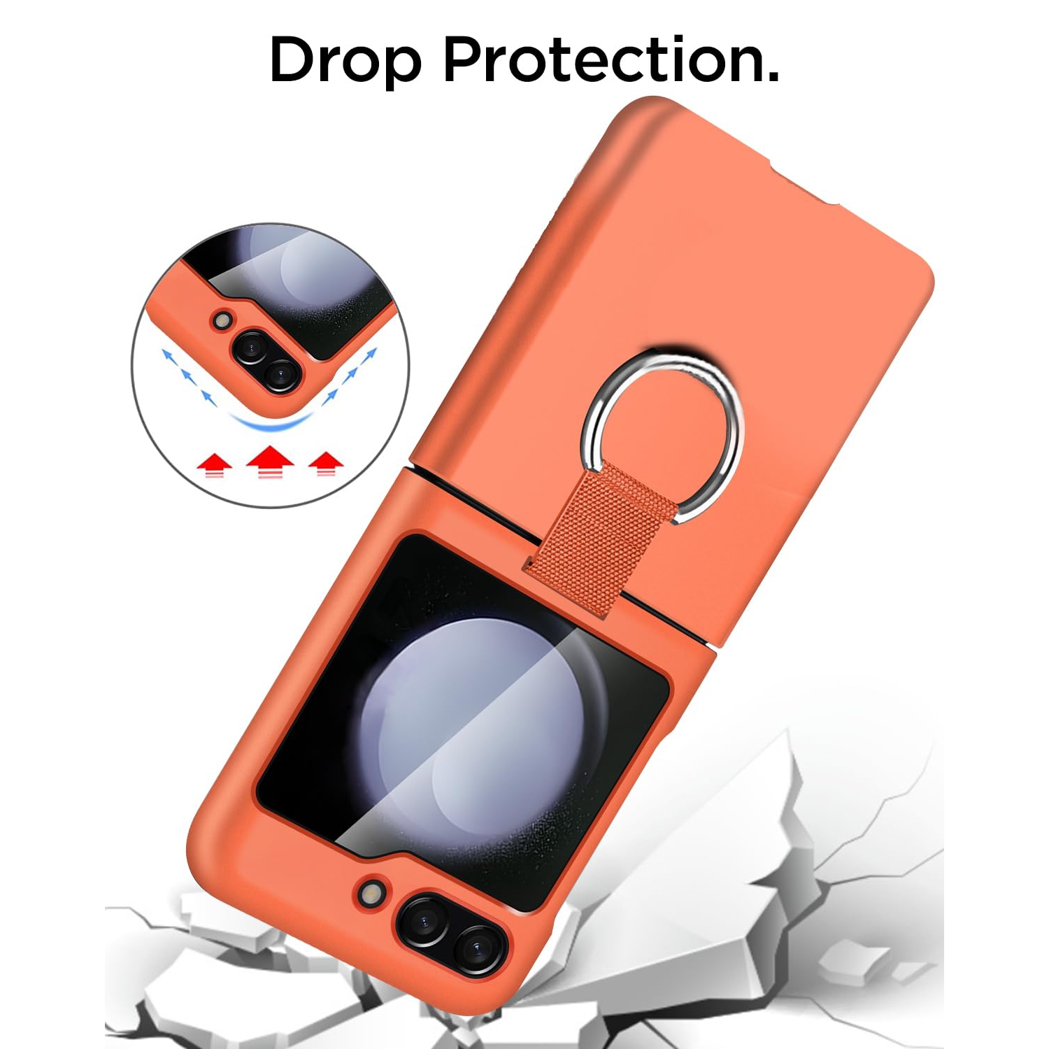 Samsung – Étui pour Galaxy Z Flip 5 avec anneau, étui protecteur mince et ajusté pour femme, étui mignon pour Samsung Galaxy Z Flip 5 5&nbsp;g, orange