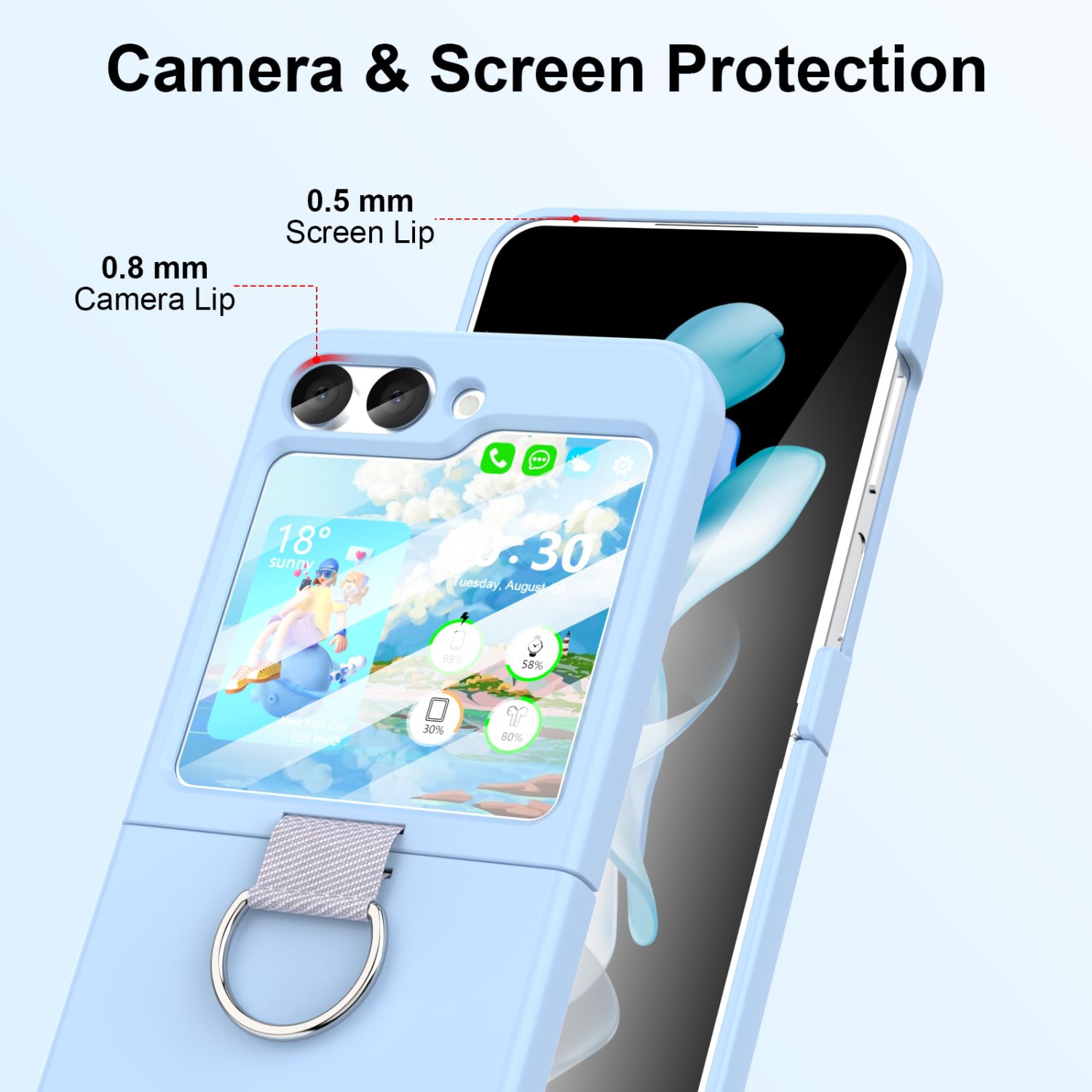 Pour étui Galaxy Z Flip 5 de Samsung avec étui de protection en silicone antichoc Flip Z 5 de Samsung pour Galaxy Z Flip 5 5G 2023 - Bleu