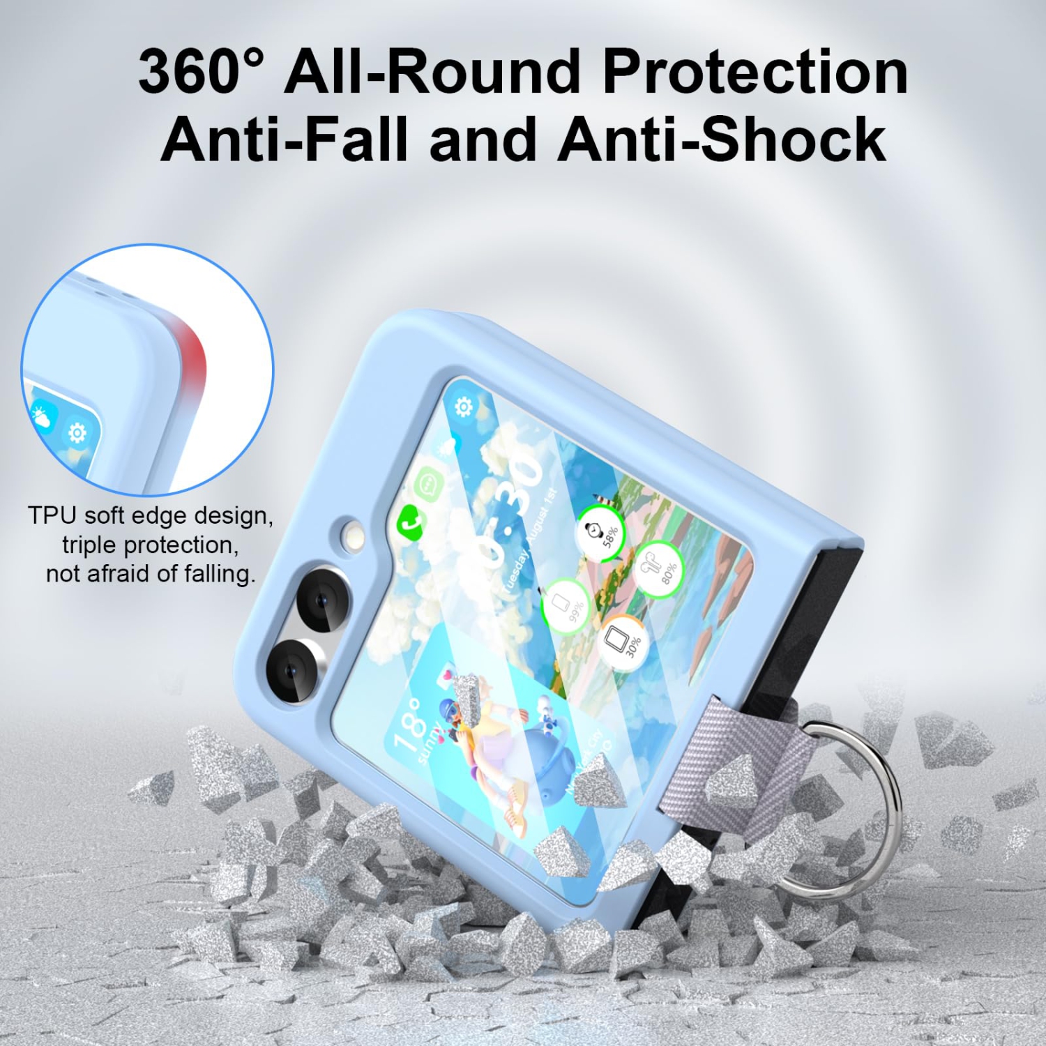 Pour étui Galaxy Z Flip 5 de Samsung avec étui de protection en silicone antichoc Flip Z 5 de Samsung pour Galaxy Z Flip 5 5G 2023 - Bleu