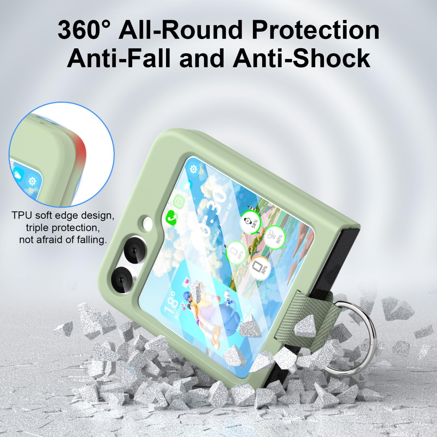 Pour étui Galaxy Z Flip 5 de Samsung avec étui de protection en silicone antichoc Flip Z 5 de Samsung pour Galaxy Z Flip 5 5G 2023 - Vert