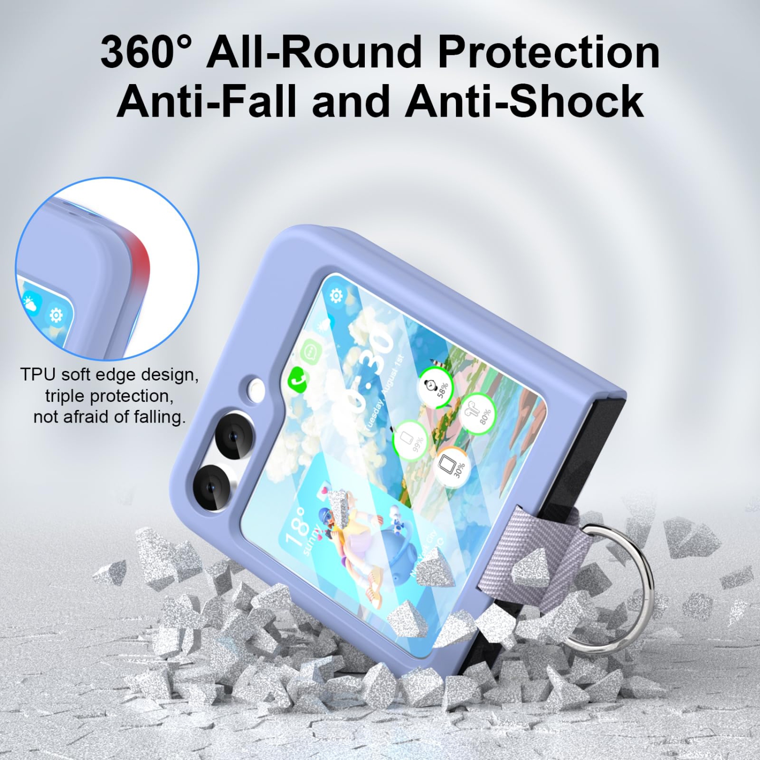 Pour étui Galaxy Z Flip 5 de Samsung avec étui de protection en silicone antichoc Flip Z 5 de Samsung pour Galaxy Z Flip 5 5G 2023 - Violet