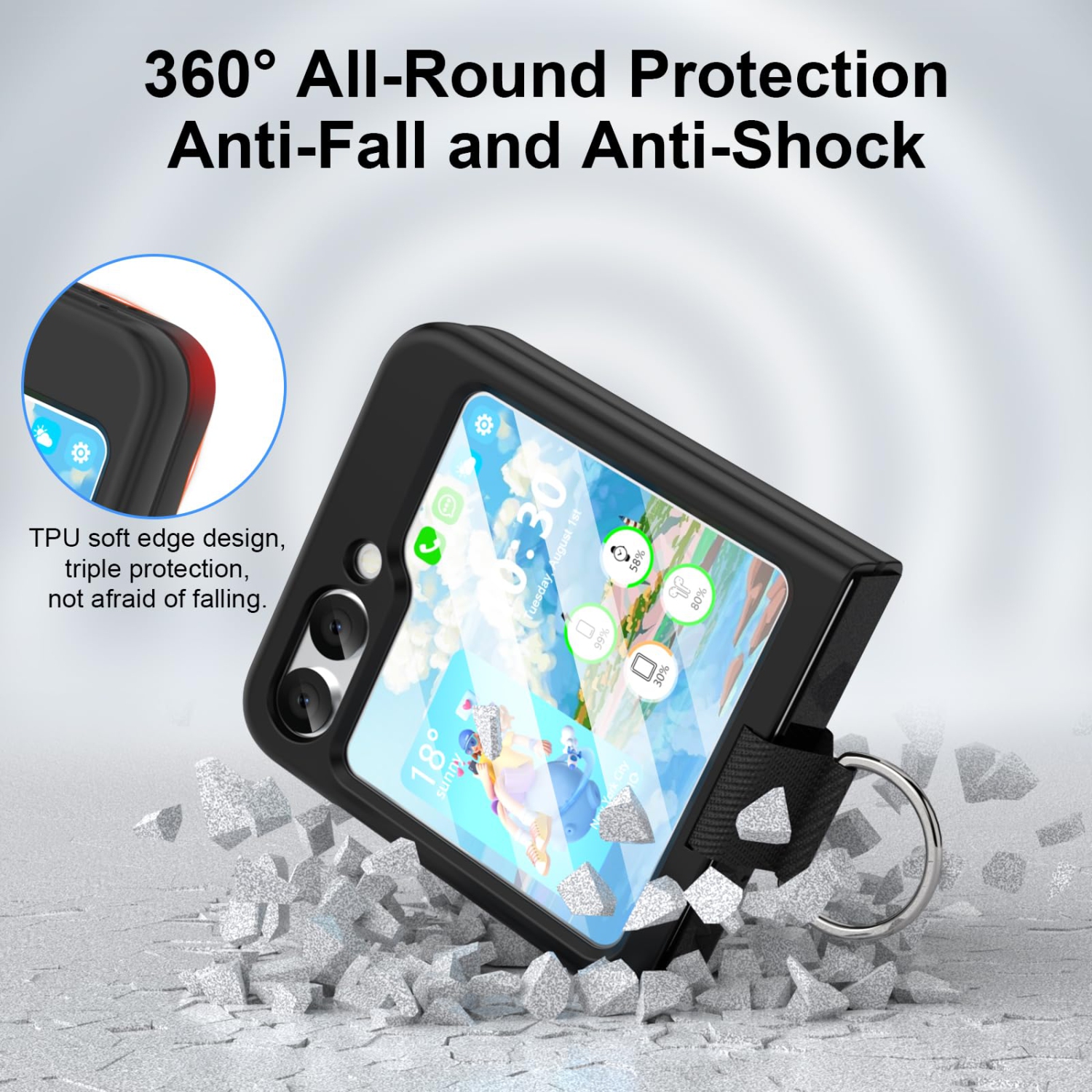 Pour étui Galaxy Z Flip 5 de Samsung avec étui de protection en silicone antichoc Flip Z 5 de Samsung pour Galaxy Z Flip 5 5G 2023 - Noir