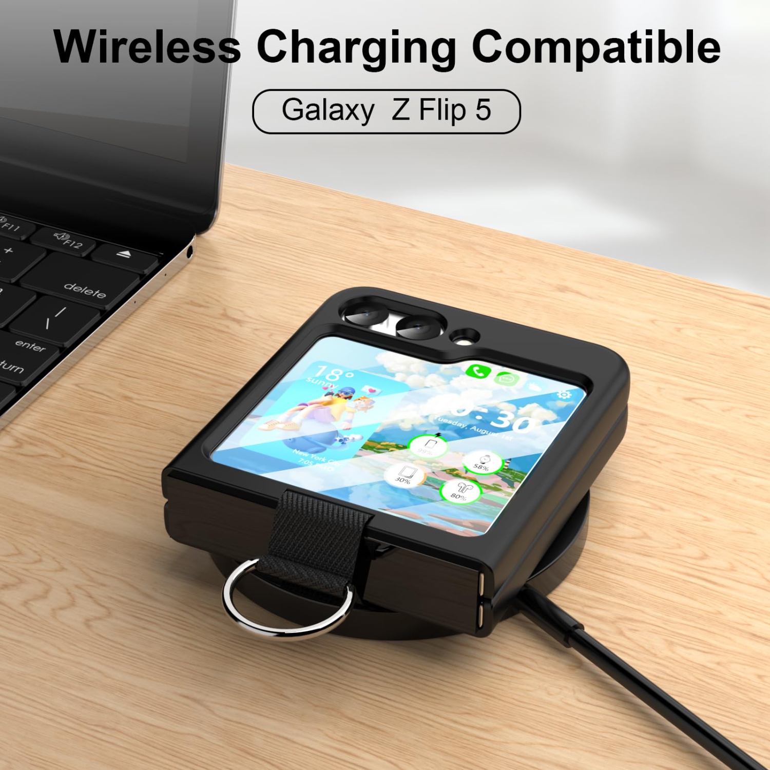 Pour étui Galaxy Z Flip 5 de Samsung avec étui de protection en silicone antichoc Flip Z 5 de Samsung pour Galaxy Z Flip 5 5G 2023 - Noir