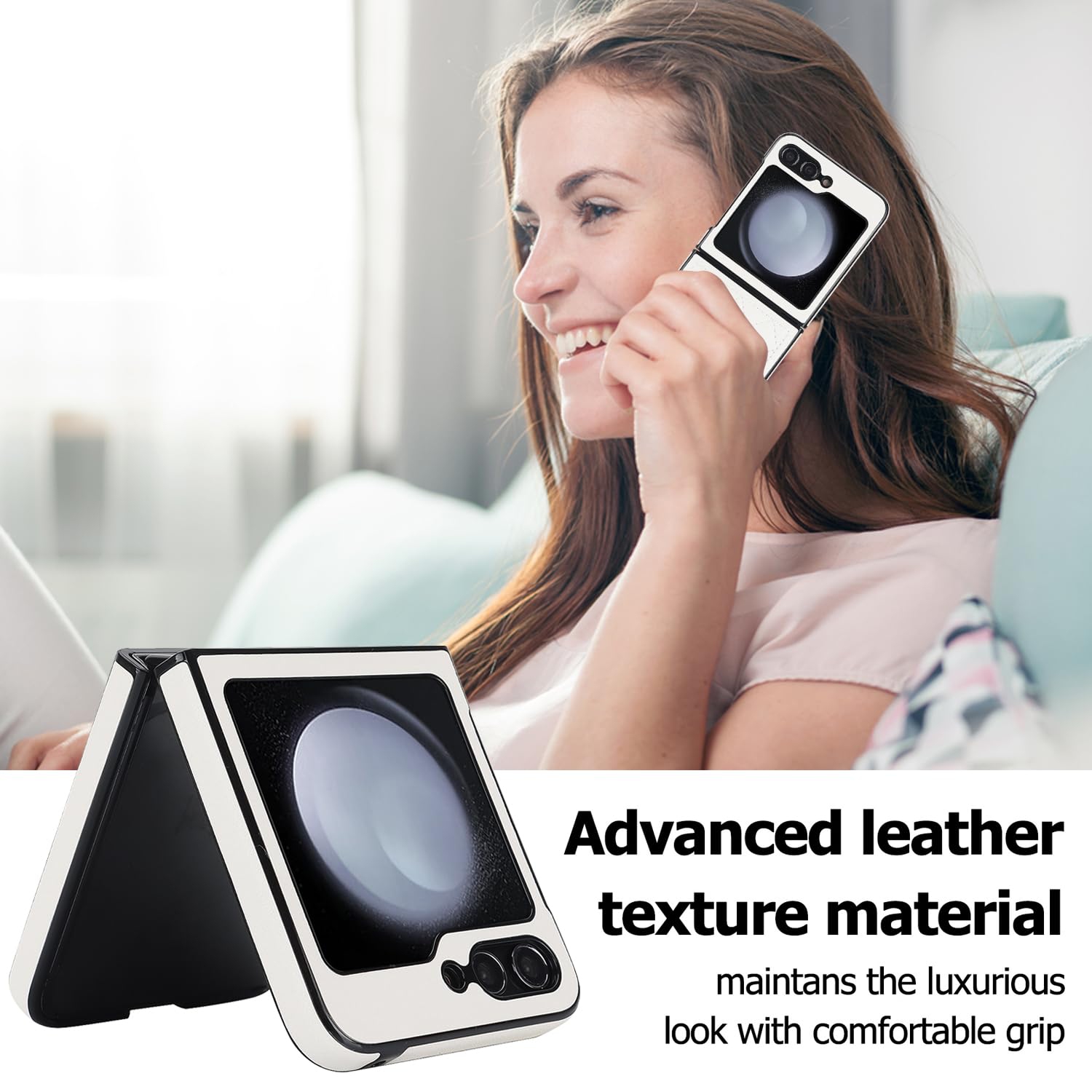 Samsung – Étui pour Galaxy Z Flip 5, étui pour Samsung Z Flip 5 en cuir esthétique mignon pour femmes, étui protecteur antichoc à motif diamant pour