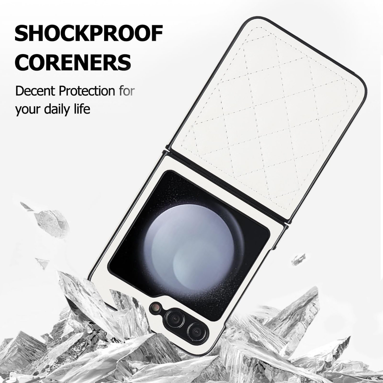 Samsung – Étui pour Galaxy Z Flip 5, étui pour Samsung Z Flip 5 en cuir esthétique mignon pour femmes, étui protecteur antichoc à motif diamant pour