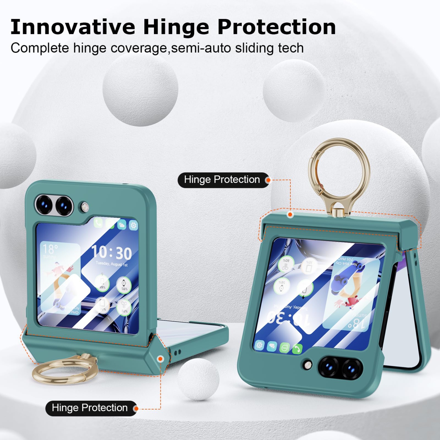 Compatible with Galaxy Z Flip 5 Case with Hinge Protection & Ring Kickstand, Slim and Thin Protective Case Cover for Samsung Z Flip 5 5G