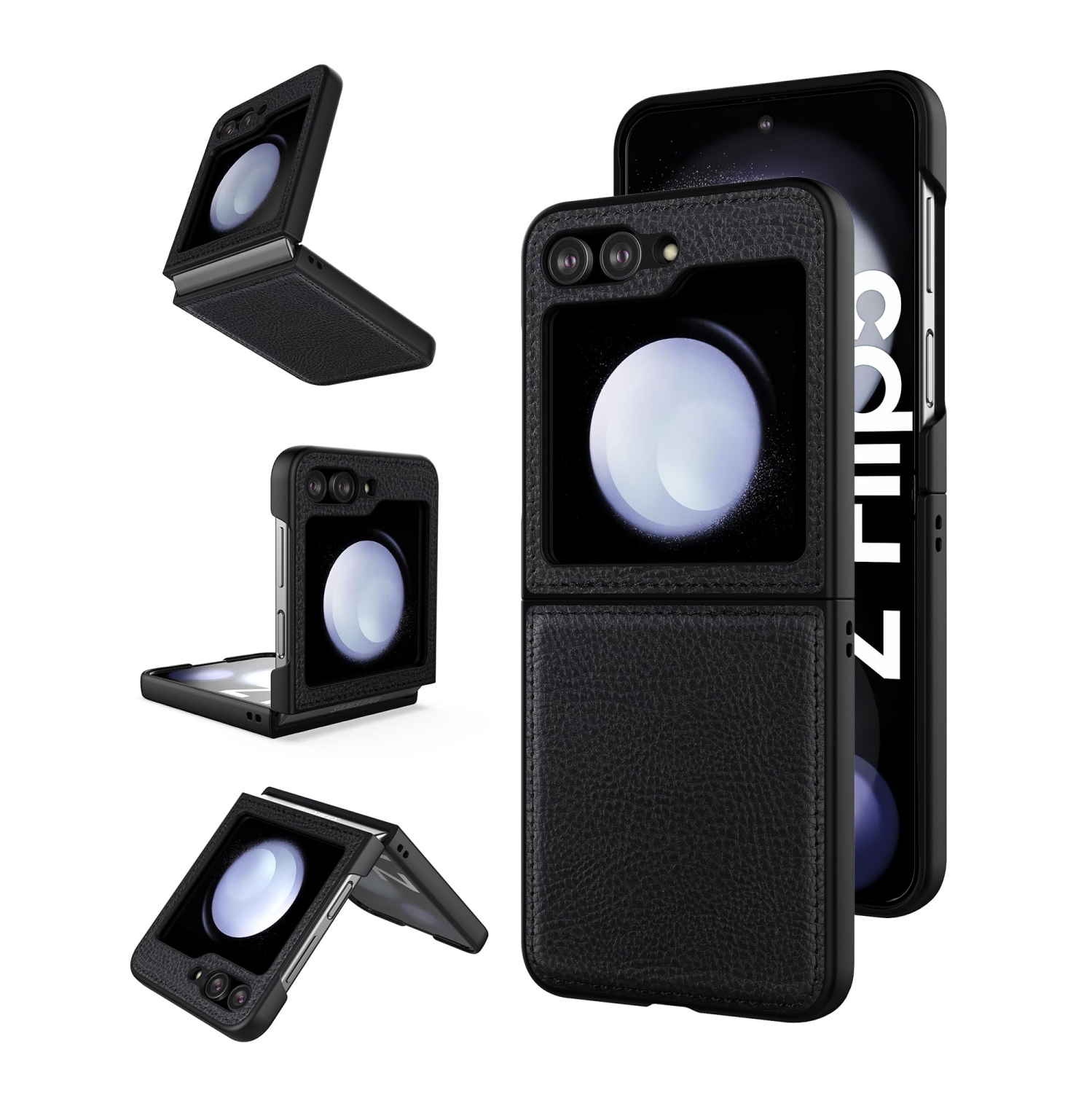 for Samsung Galaxy Z Flip 5 Leather Case,Anti-Drop, Anti-Shock, Non-Slip Texture,TPU and PU Leather,Simple Cell Phong Cover for Galaxy Z Flip 5