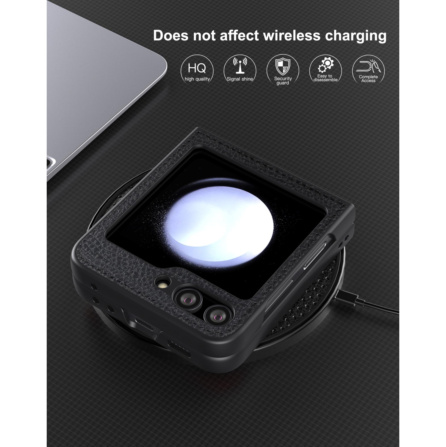 for Samsung Galaxy Z Flip 5 Leather Case,Anti-Drop, Anti-Shock, Non-Slip Texture,TPU and PU Leather,Simple Cell Phong Cover for Galaxy Z Flip 5