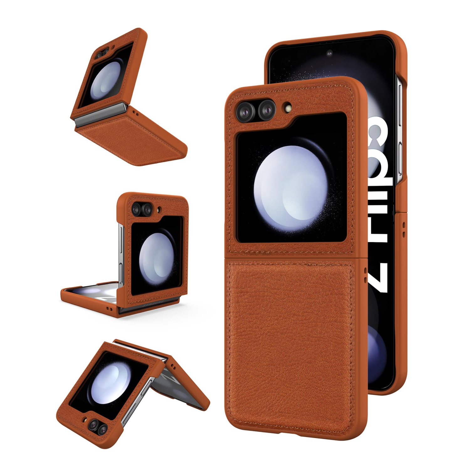 for Samsung Galaxy Z Flip 5 Leather Case,Anti-Drop, Anti-Shock, Non-Slip Texture,TPU and PU Leather,Simple Cell Phong Cover for Galaxy Z Flip 5