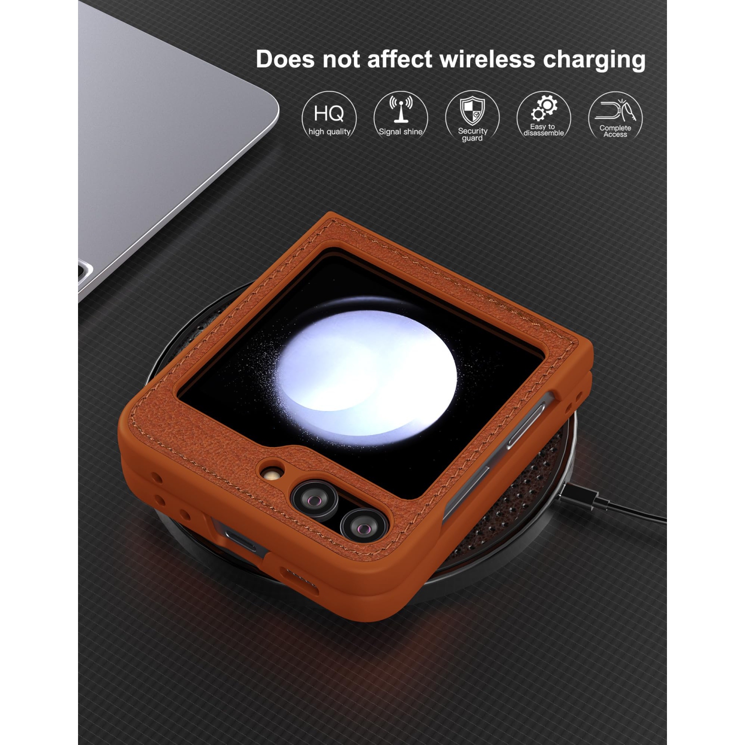 for Samsung Galaxy Z Flip 5 Leather Case,Anti-Drop, Anti-Shock, Non-Slip Texture,TPU and PU Leather,Simple Cell Phong Cover for Galaxy Z Flip 5