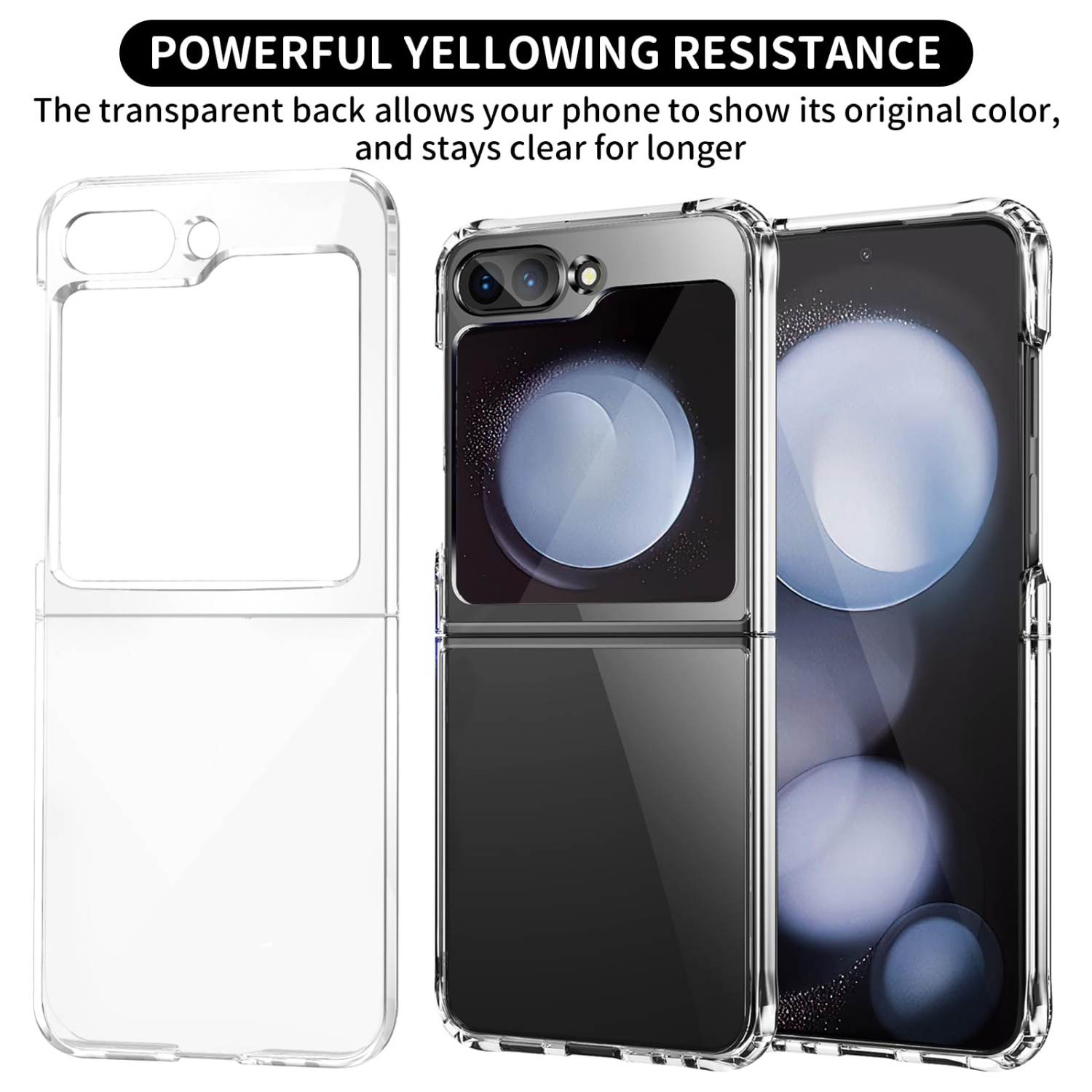 Samsung Galaxy Z Flip 5 Case Crystal Clear Anti-Yellowing Shock-Absorption Scratch Resistant Premium Acrylic Full Protective Case for Samsung Galaxy